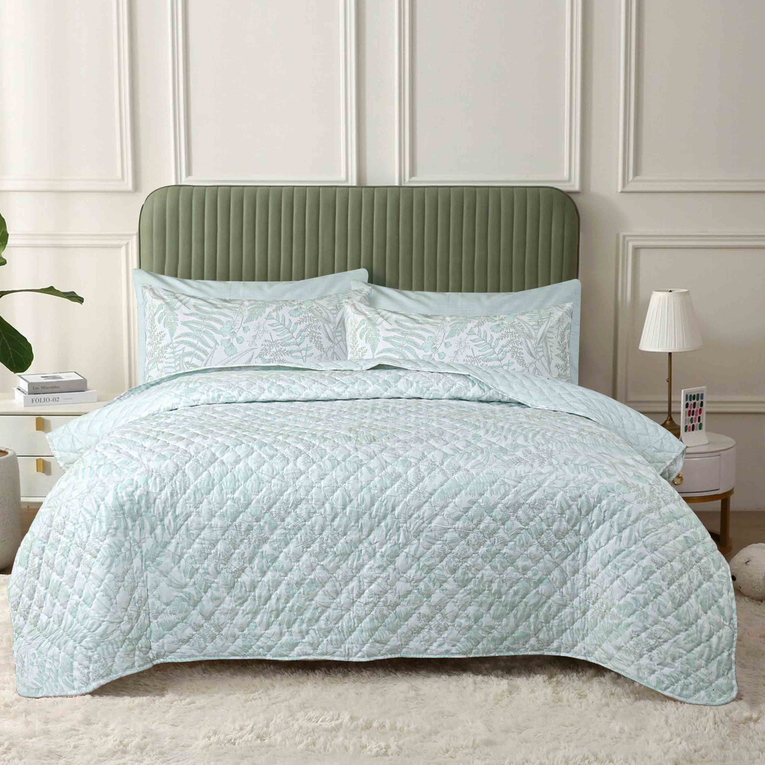 Floral Harmony Quilted Bedspread 6PCS Set