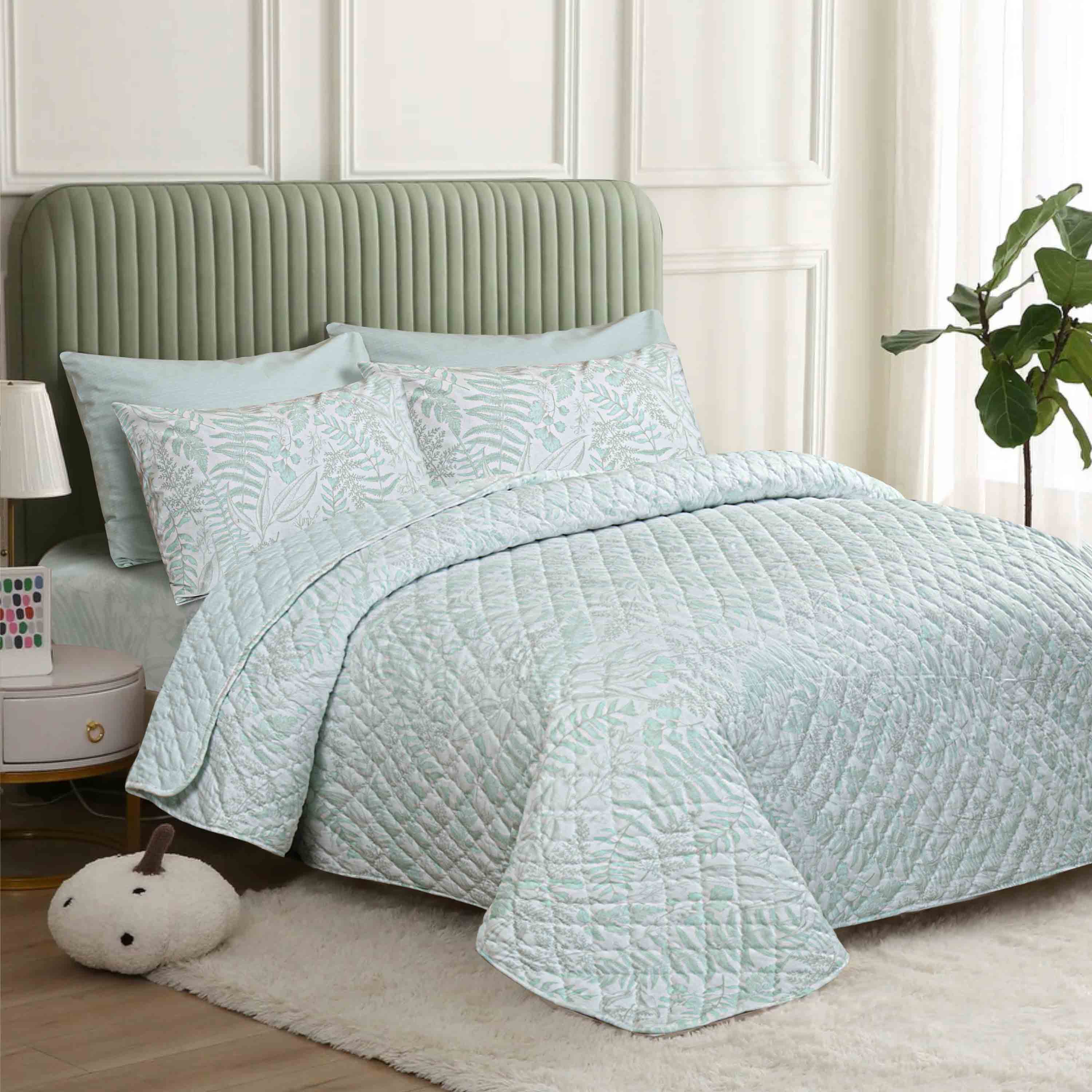 Floral Harmony Quilted Bedspread 6PCS Set