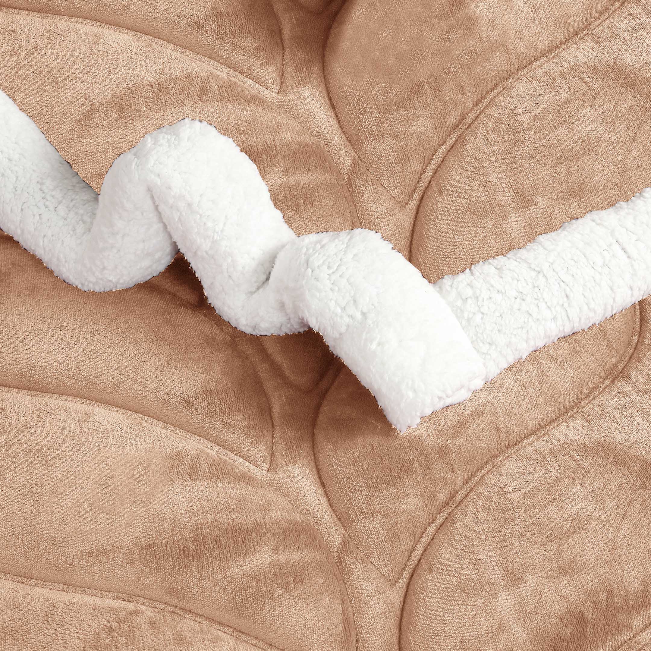 Heavy Weighted Plain Fleece & Sherpa 7pcs Bedding Set-Iced Latte