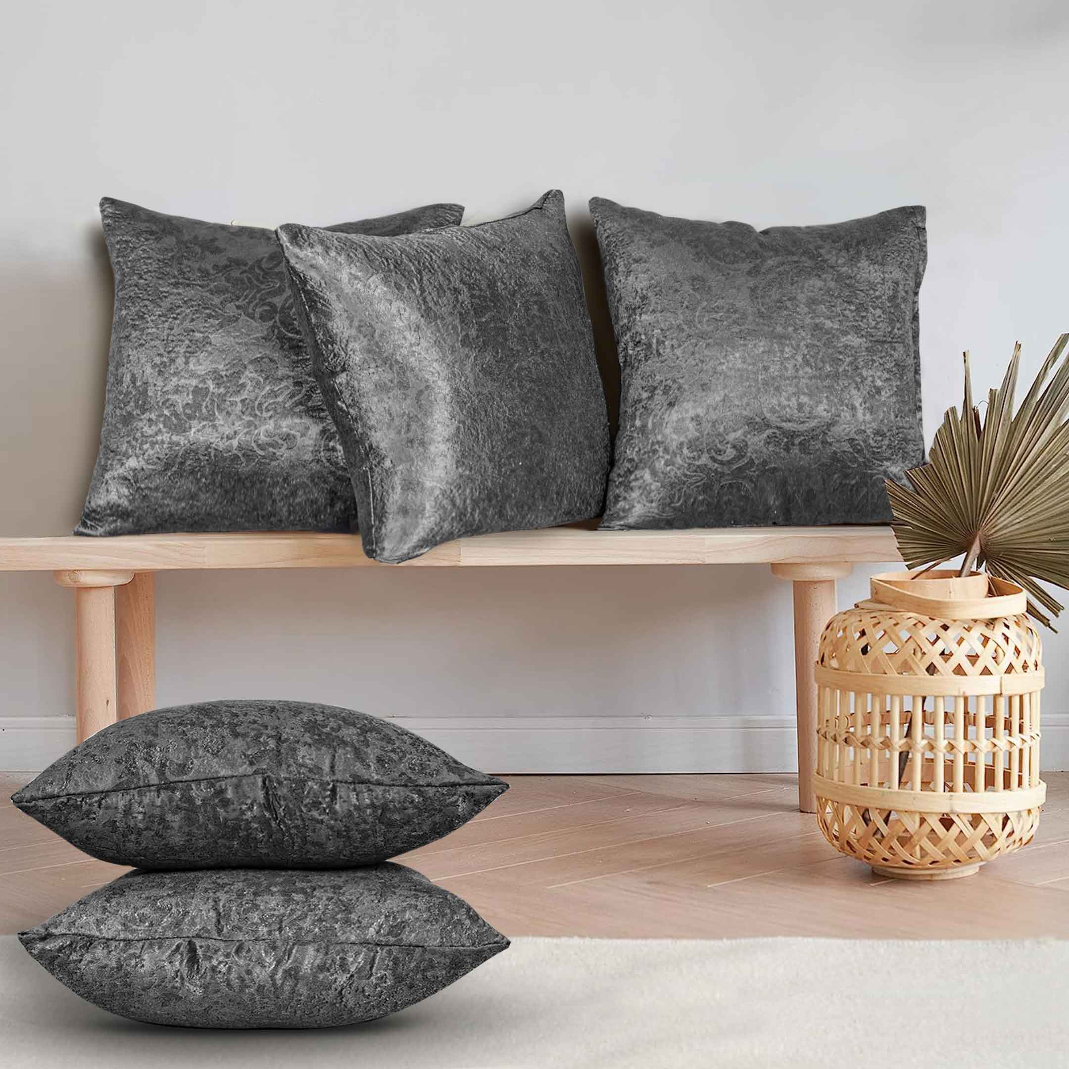 Weave Embossed Jacquard Cushion Cover Charcoal