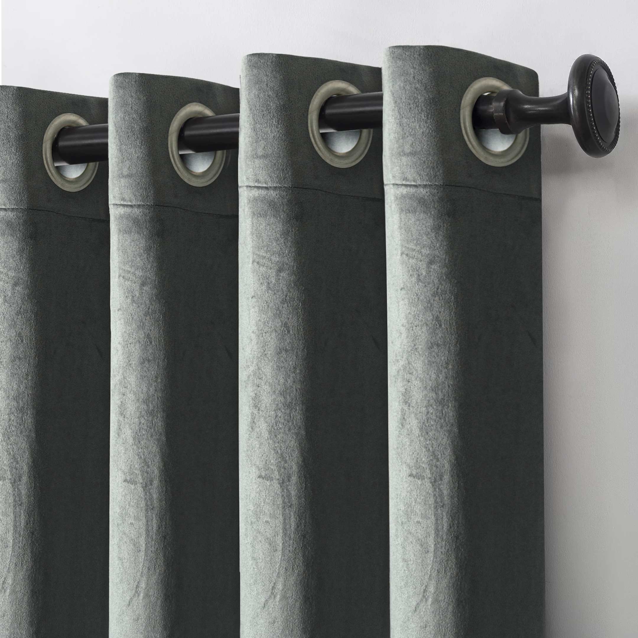 Ultra soft Grommet Top Velvet Curtain Grey