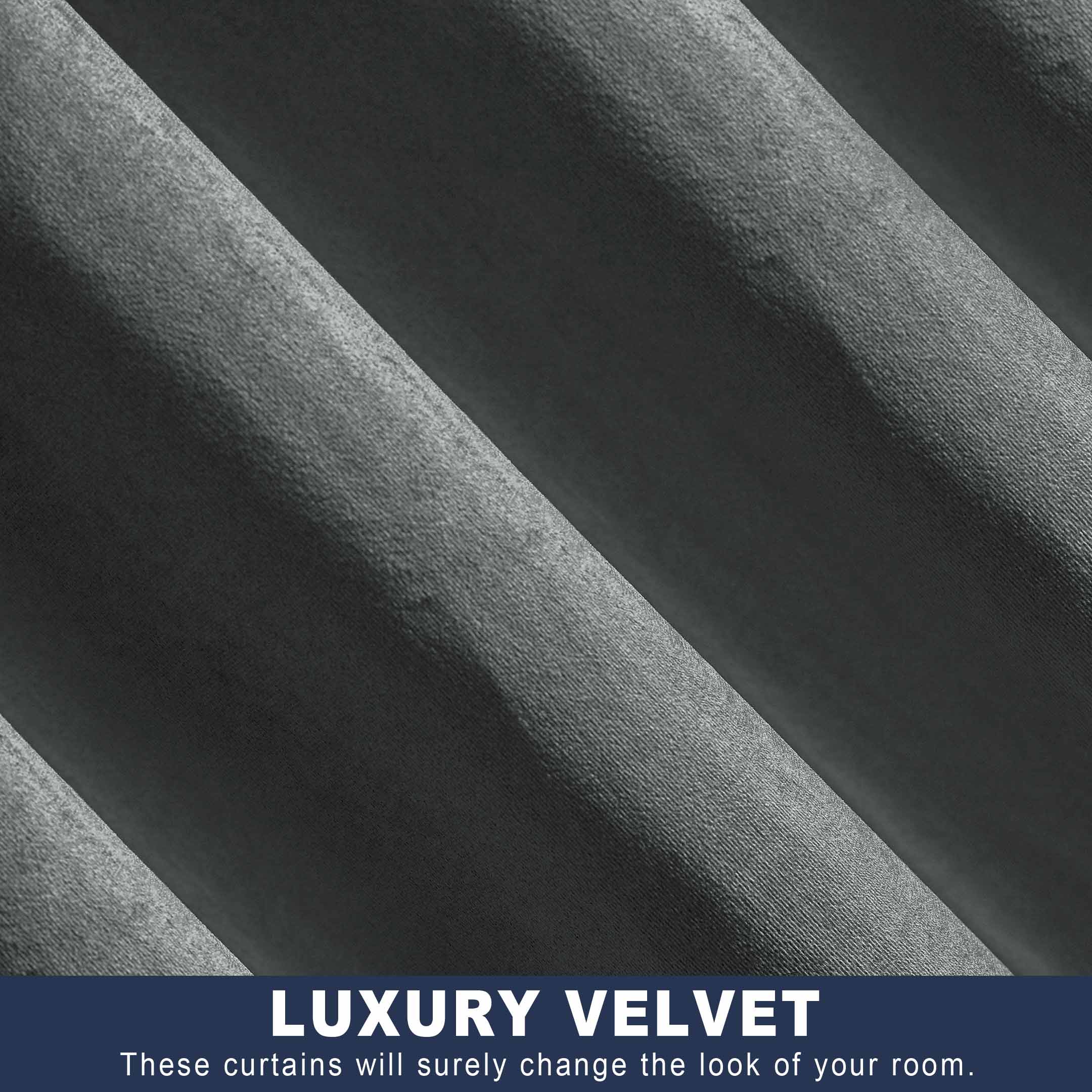 Ultra soft Grommet Top Velvet Curtain Grey