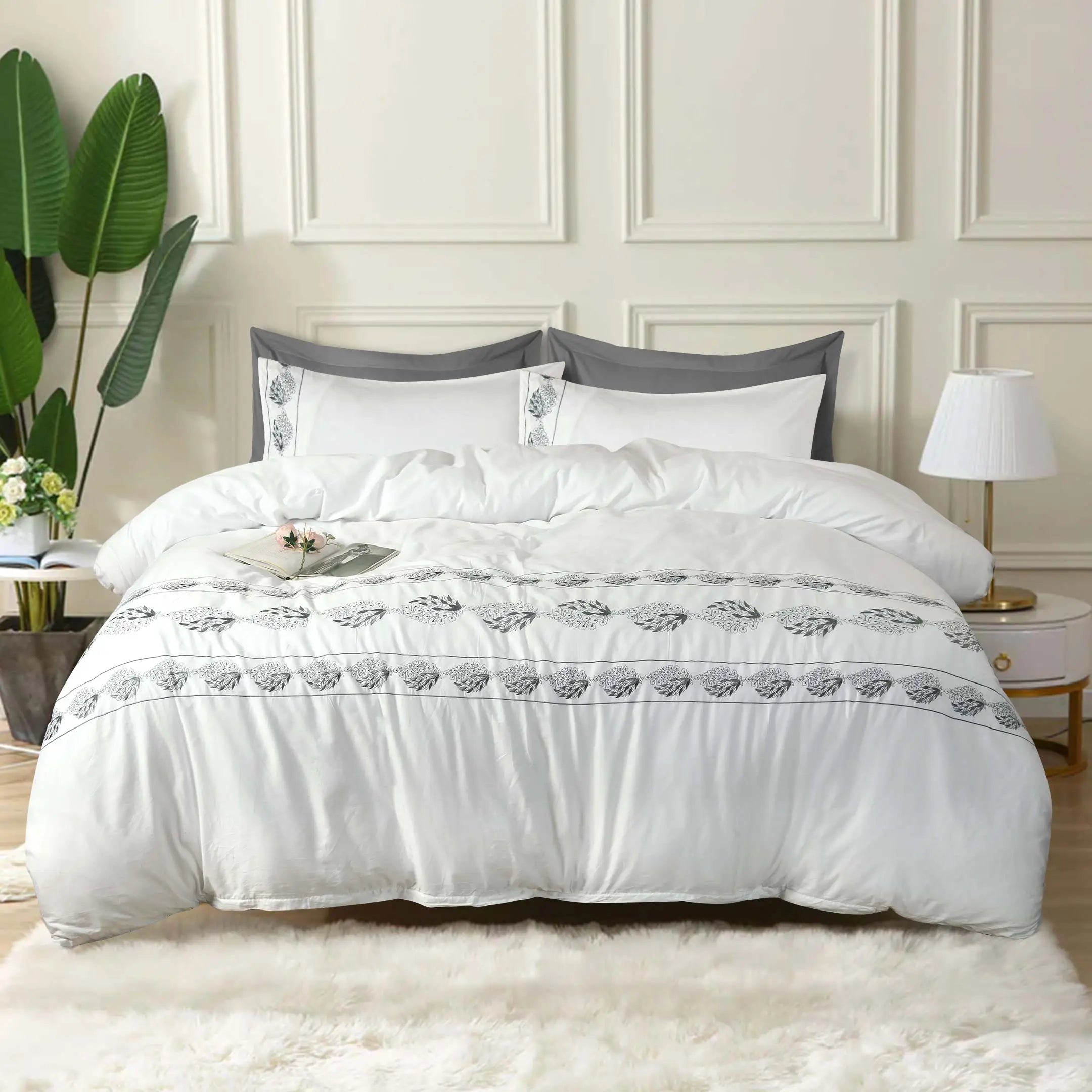Greyveil Serenity Ensemble Embroidered Duvet Cover