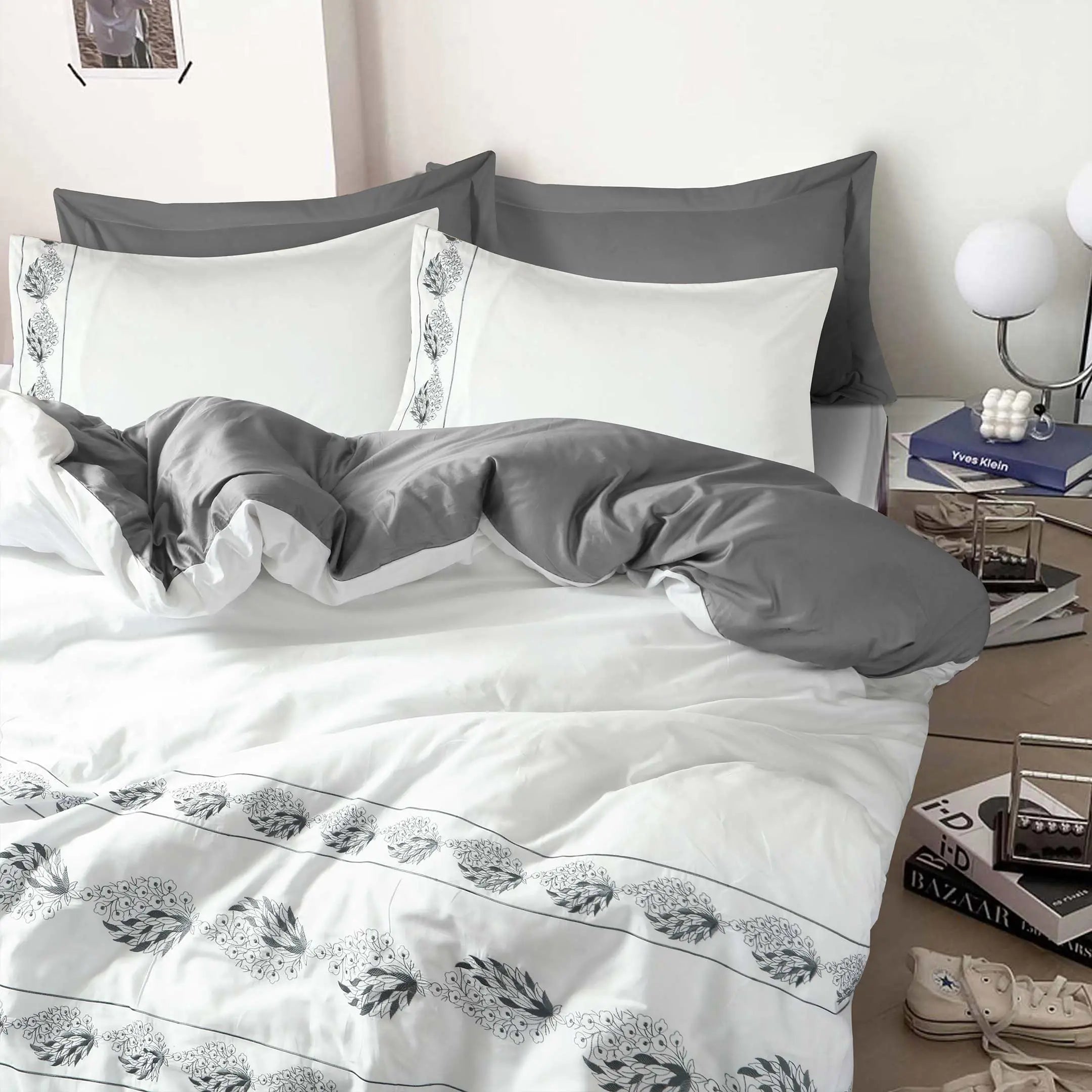 Greyveil Serenity Ensemble Embroidered Duvet Cover