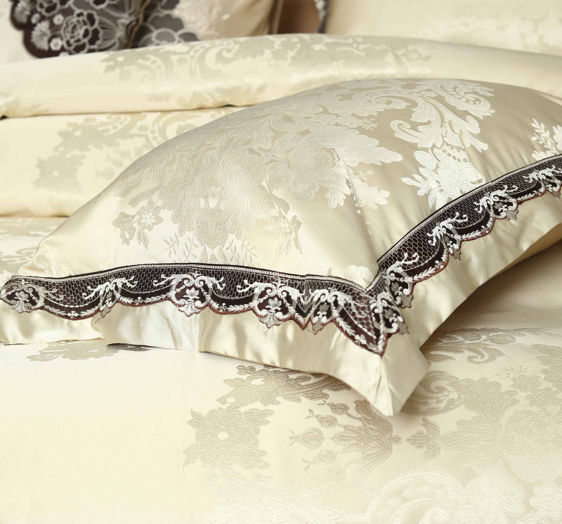 Bridal Bedding Set 9 Pcs Hazel Wood Cotton Jacquard Yarn Dyed
