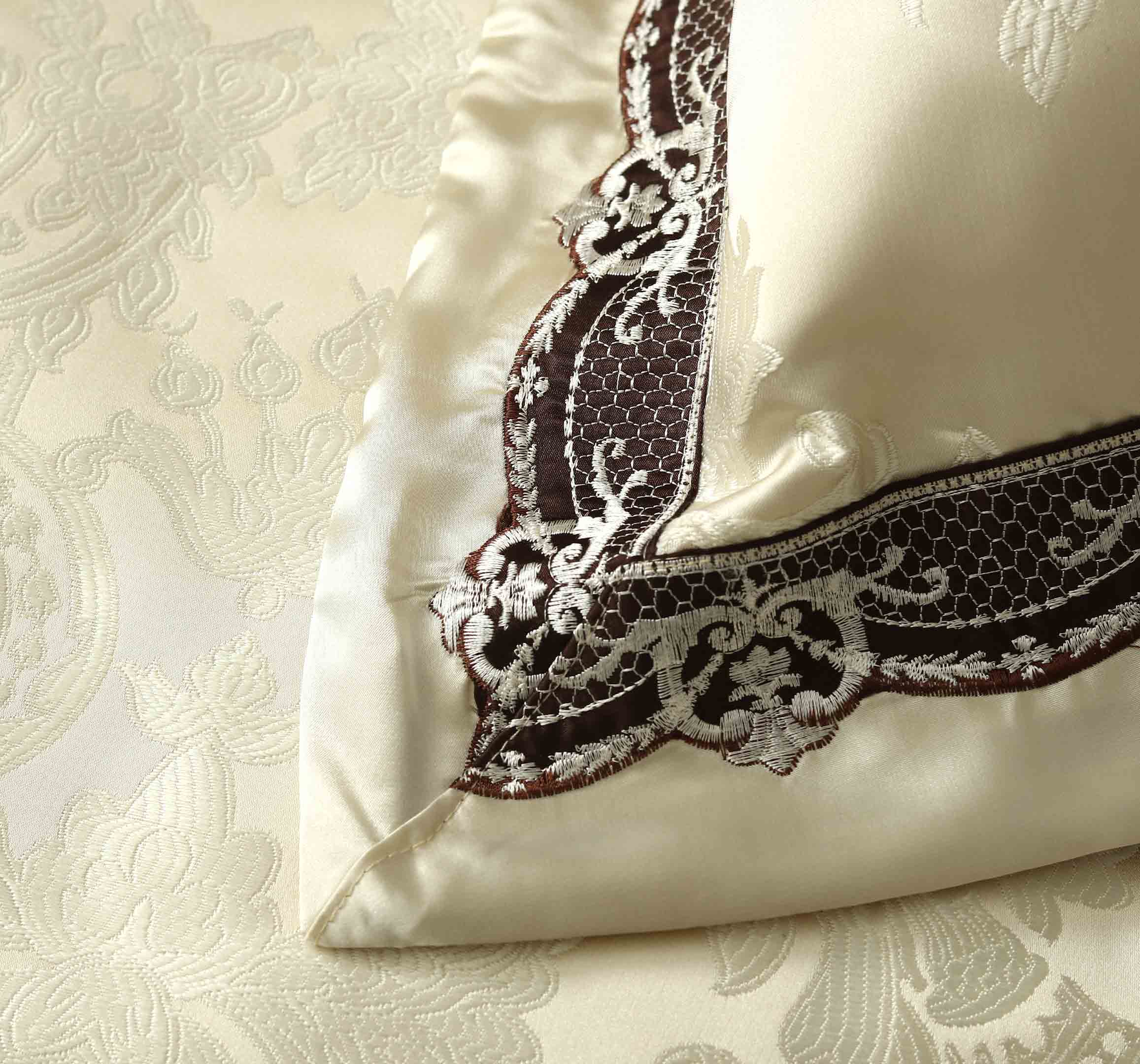 Bridal Bedding Set 9 Pcs Hazel Wood Cotton Jacquard Yarn Dyed