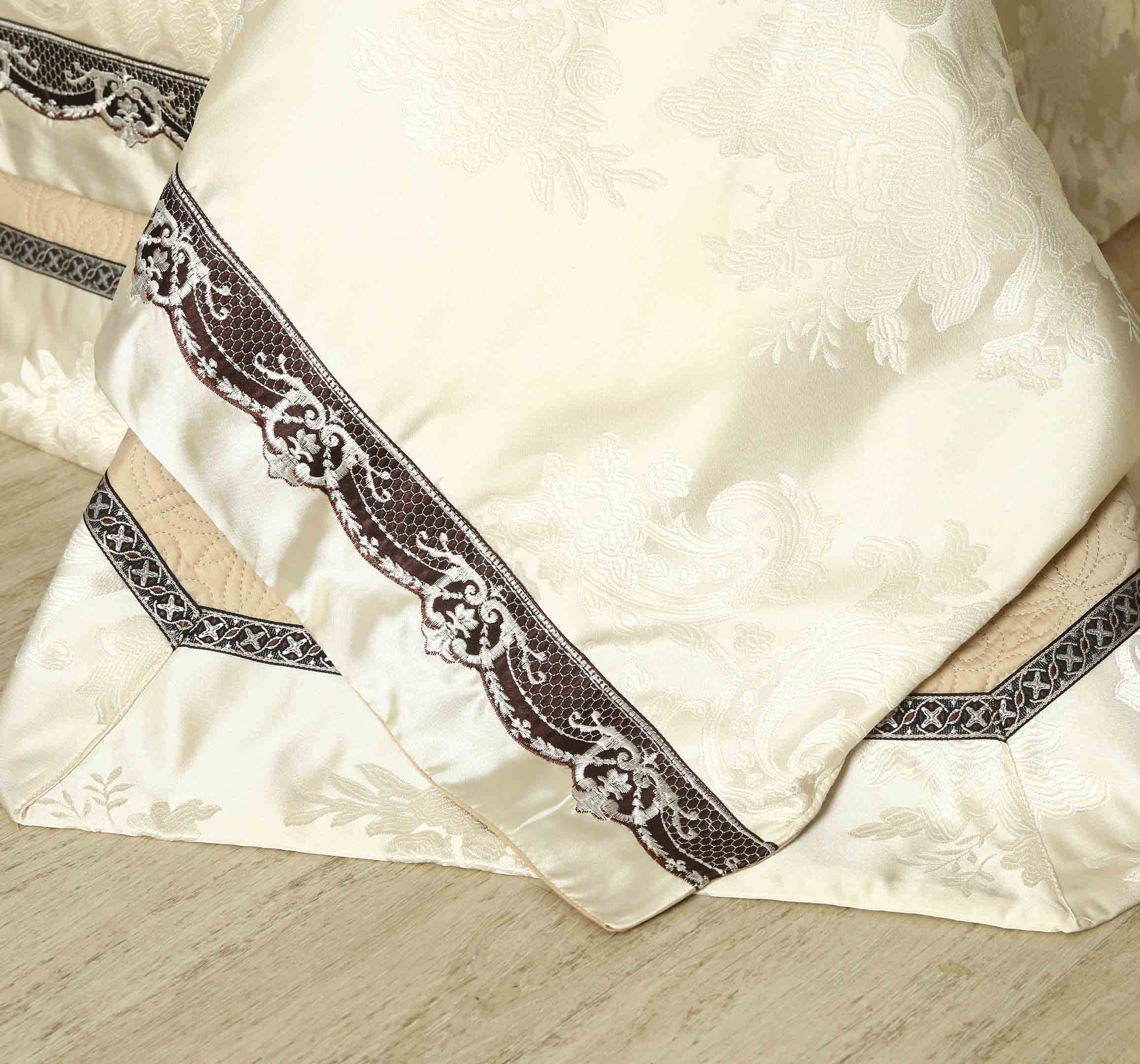 Bridal Bedding Set 9 Pcs Hazel Wood Cotton Jacquard Yarn Dyed