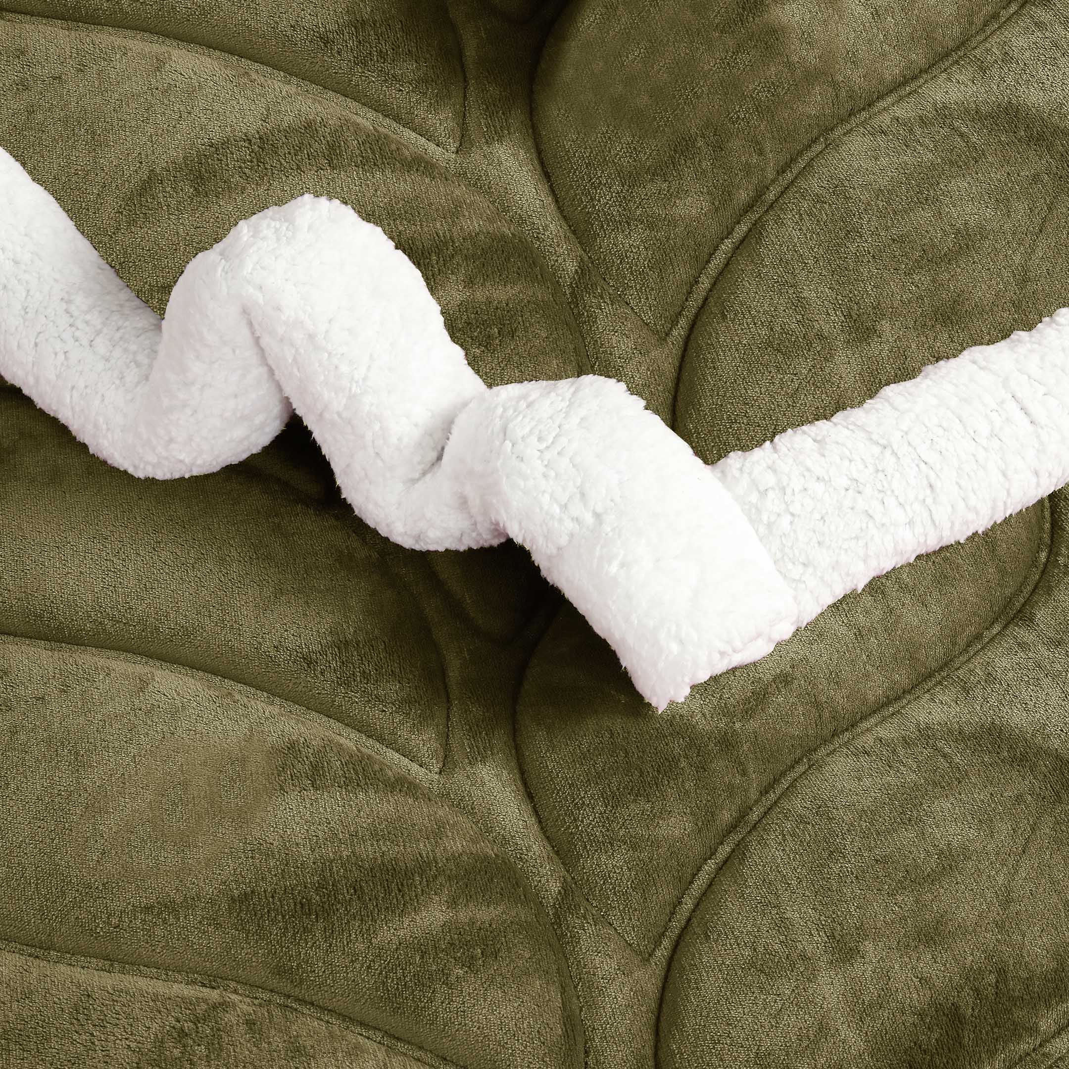 Heavy Weighted Plain Fleece & Sherpa 7pcs Bedding Set-Matcha Olive