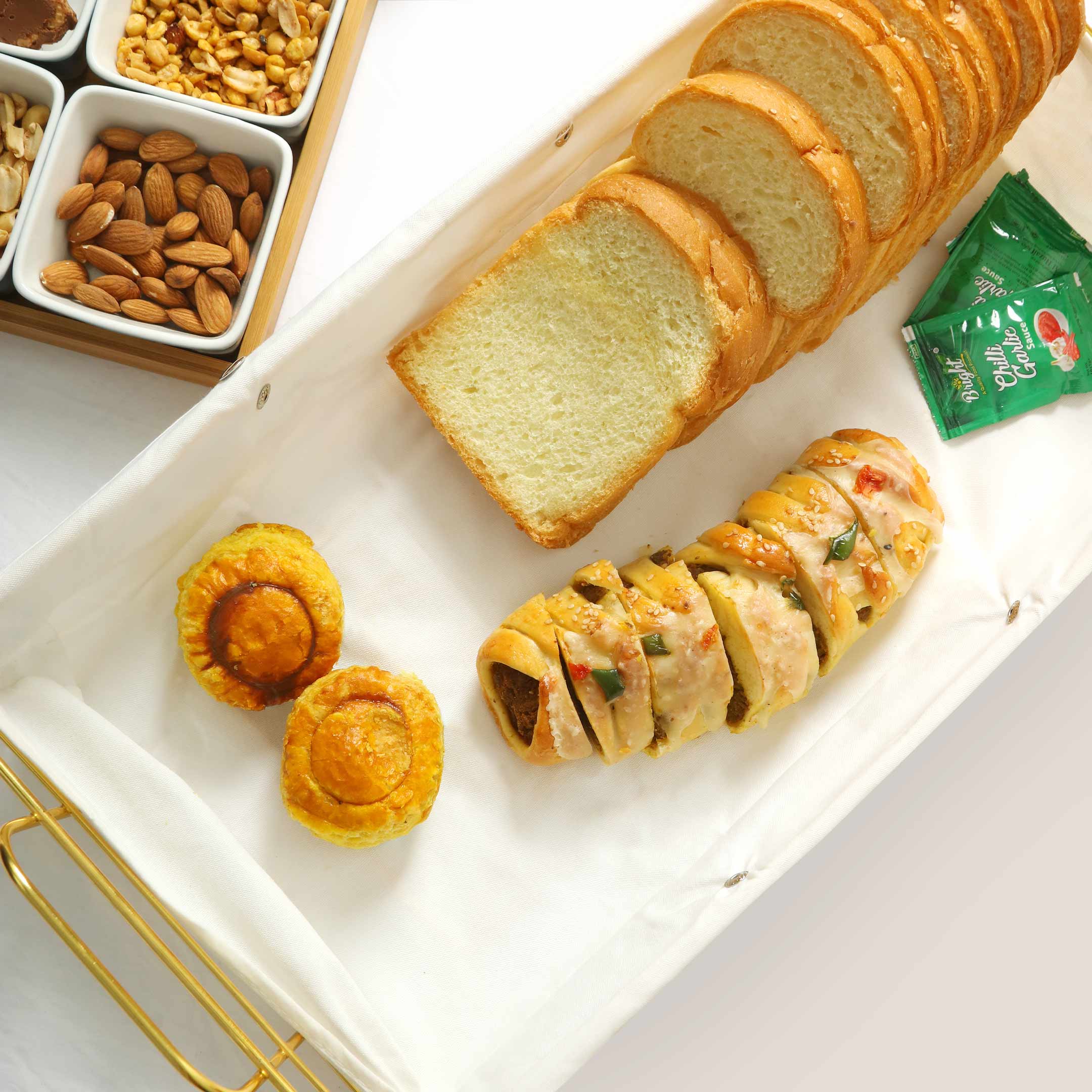 Nordic Style Gold Plated Rectangular Bread Serving Basket Large
