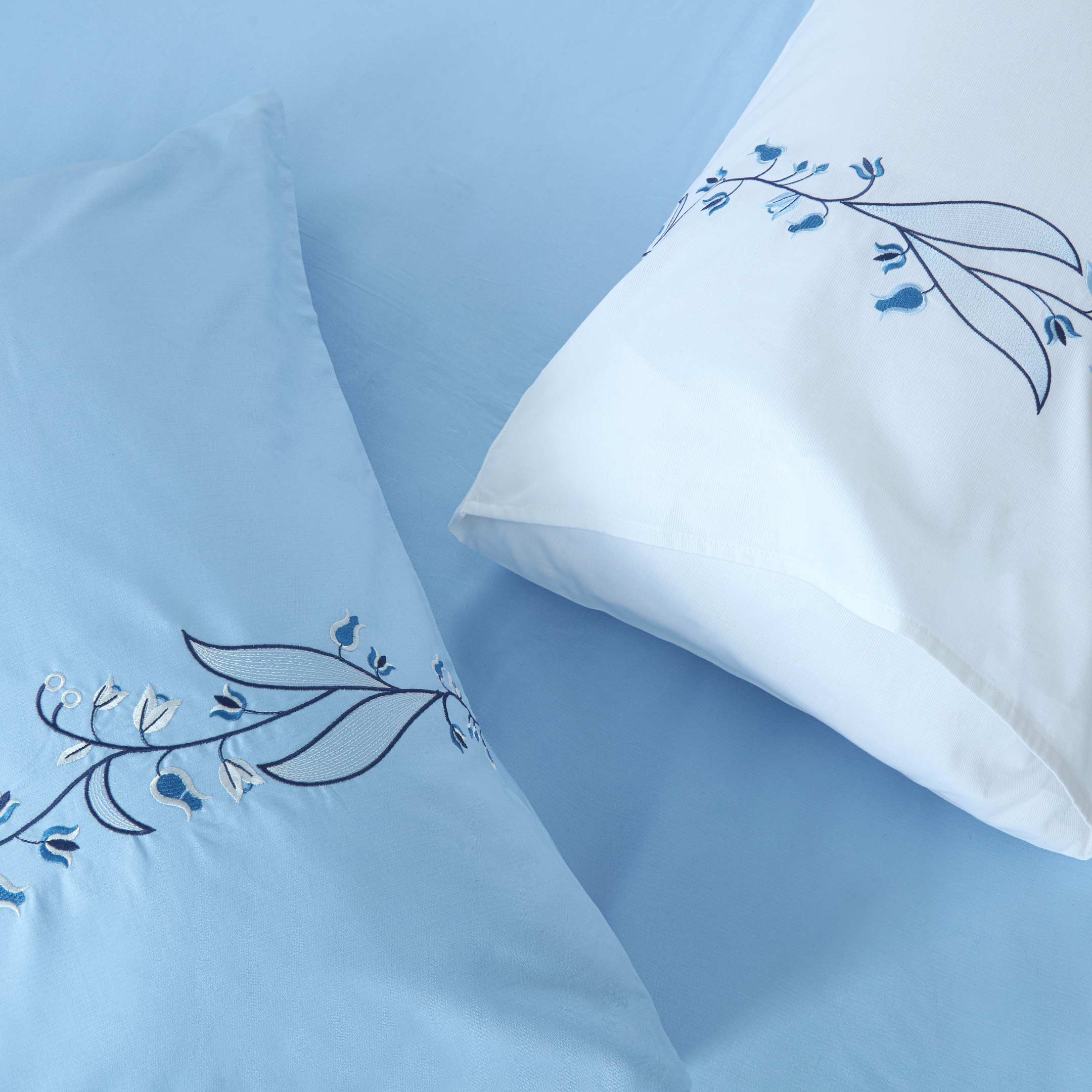 Serene Blue Embroidered Duvet Cover Set