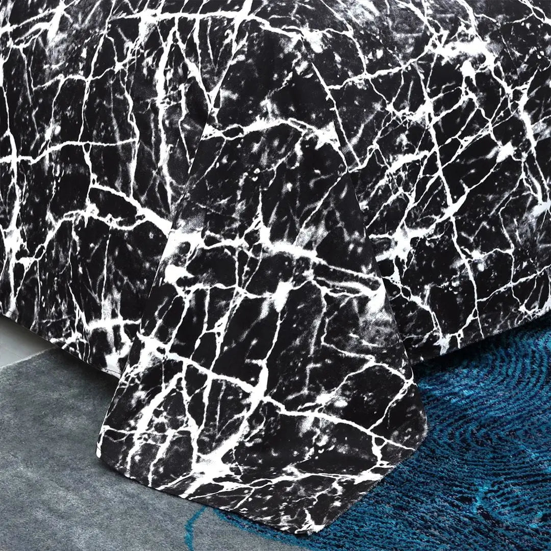 Nero Marquina Marble Design Microfiber Duvet Cover Set