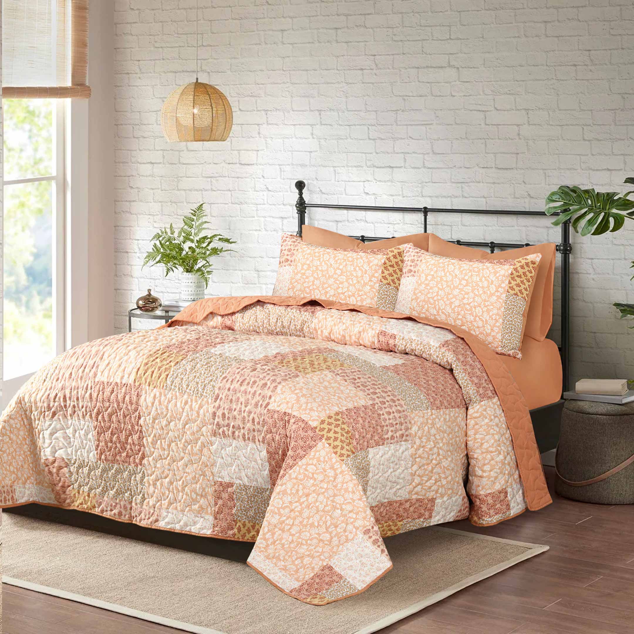 Peach Petal Parade Bedspread 6 pcs Set