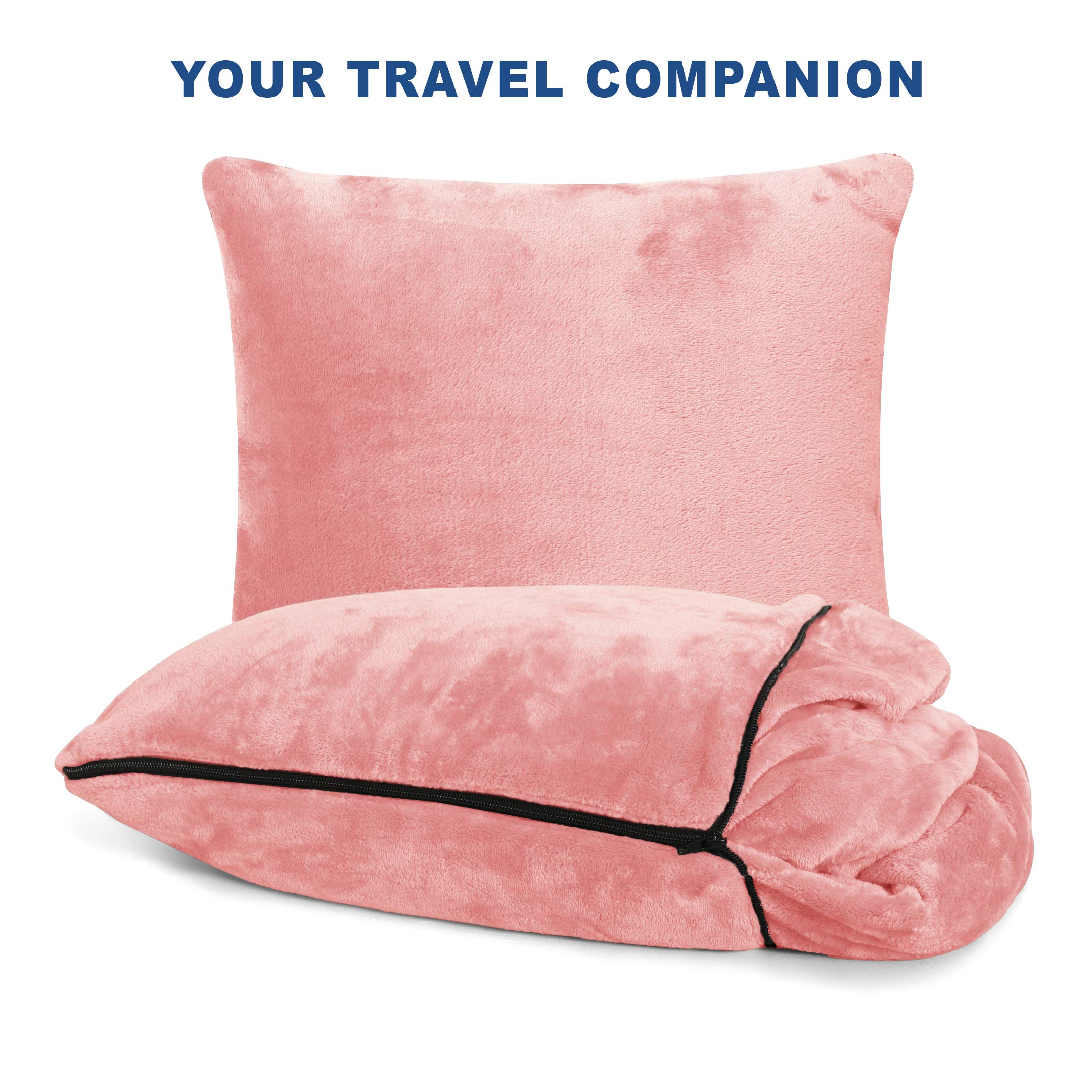 Portable Travel Blanket Pillow Dusky Rose