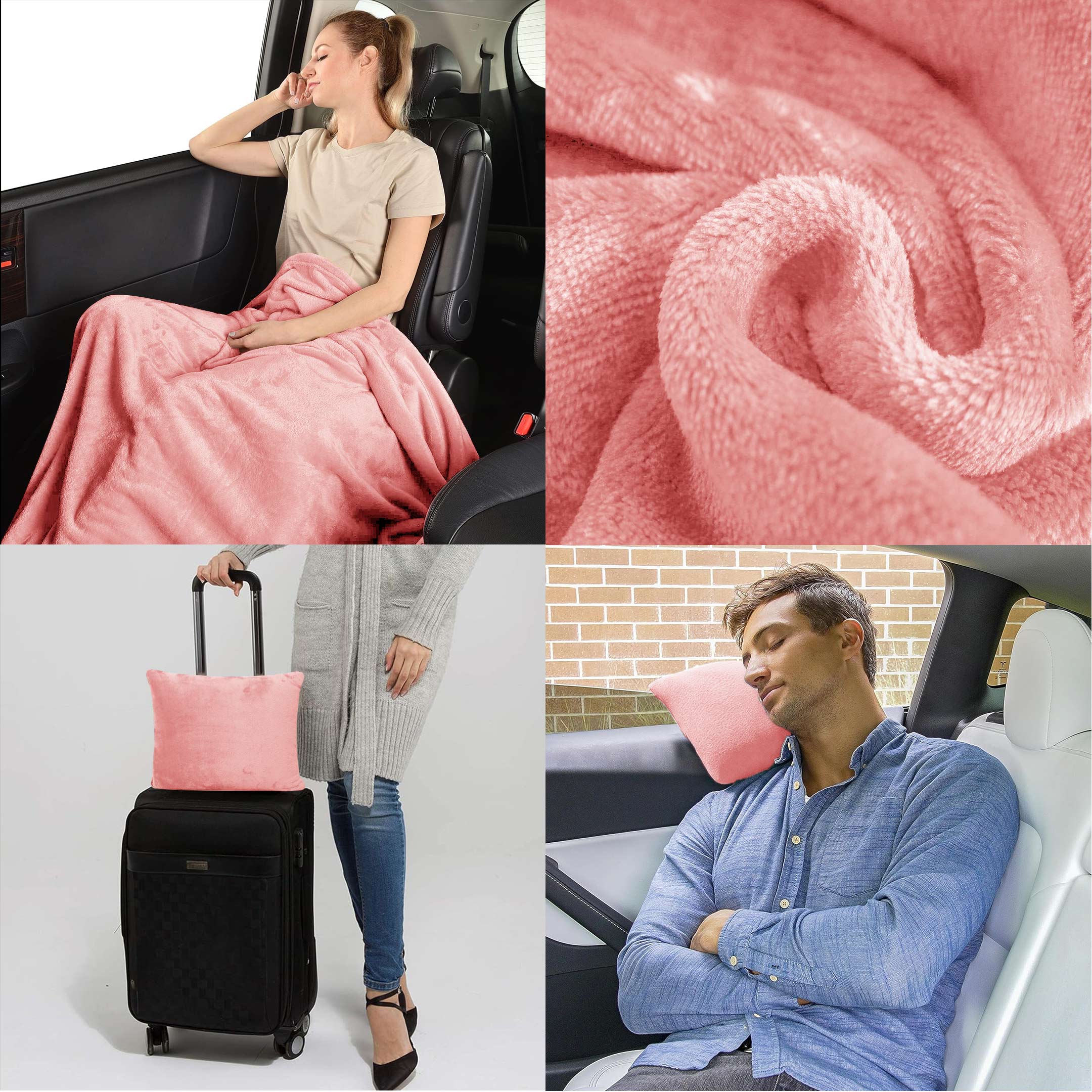 Portable Travel Blanket Pillow Dusky Rose