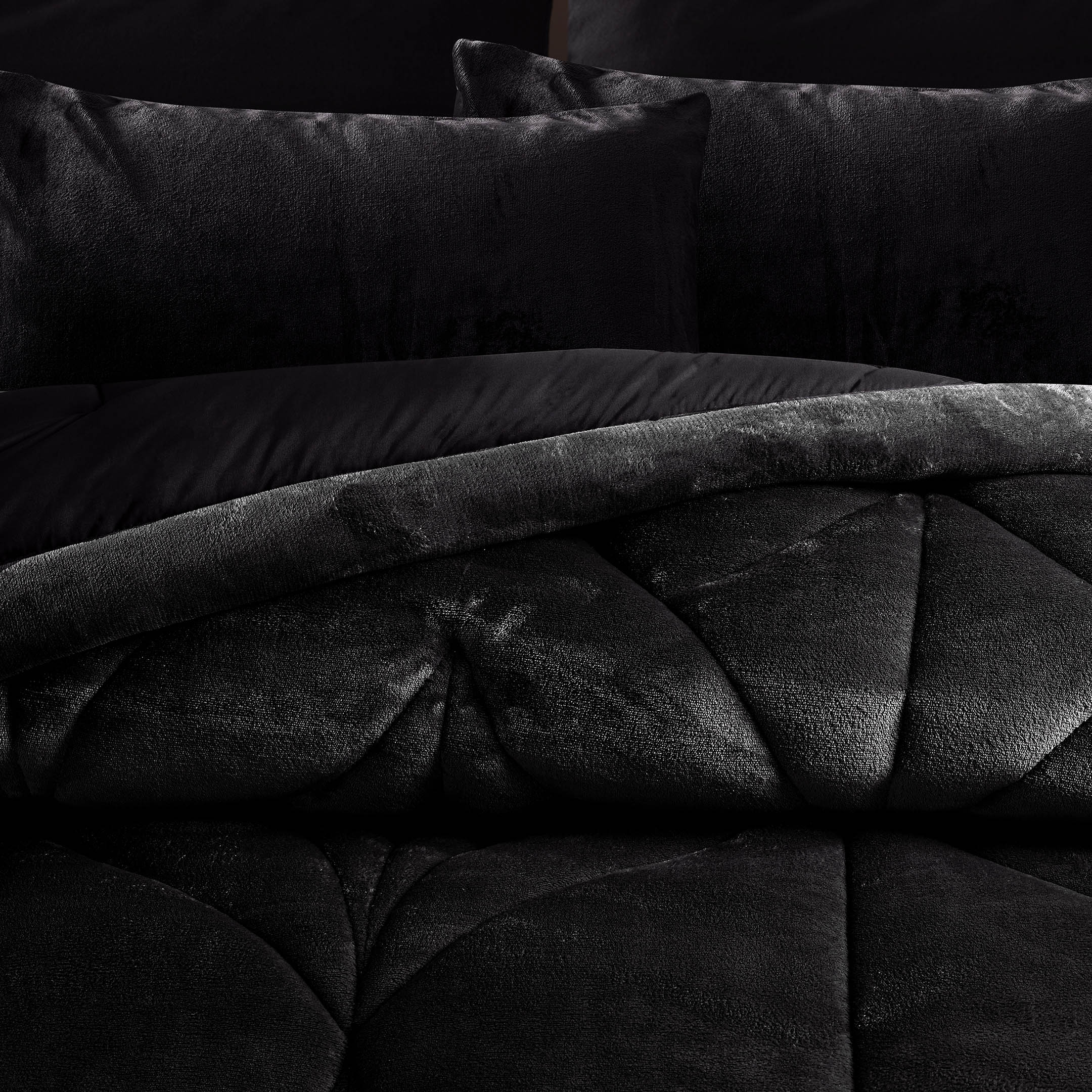 Diamond Puff Quilted 6pc Set-Black