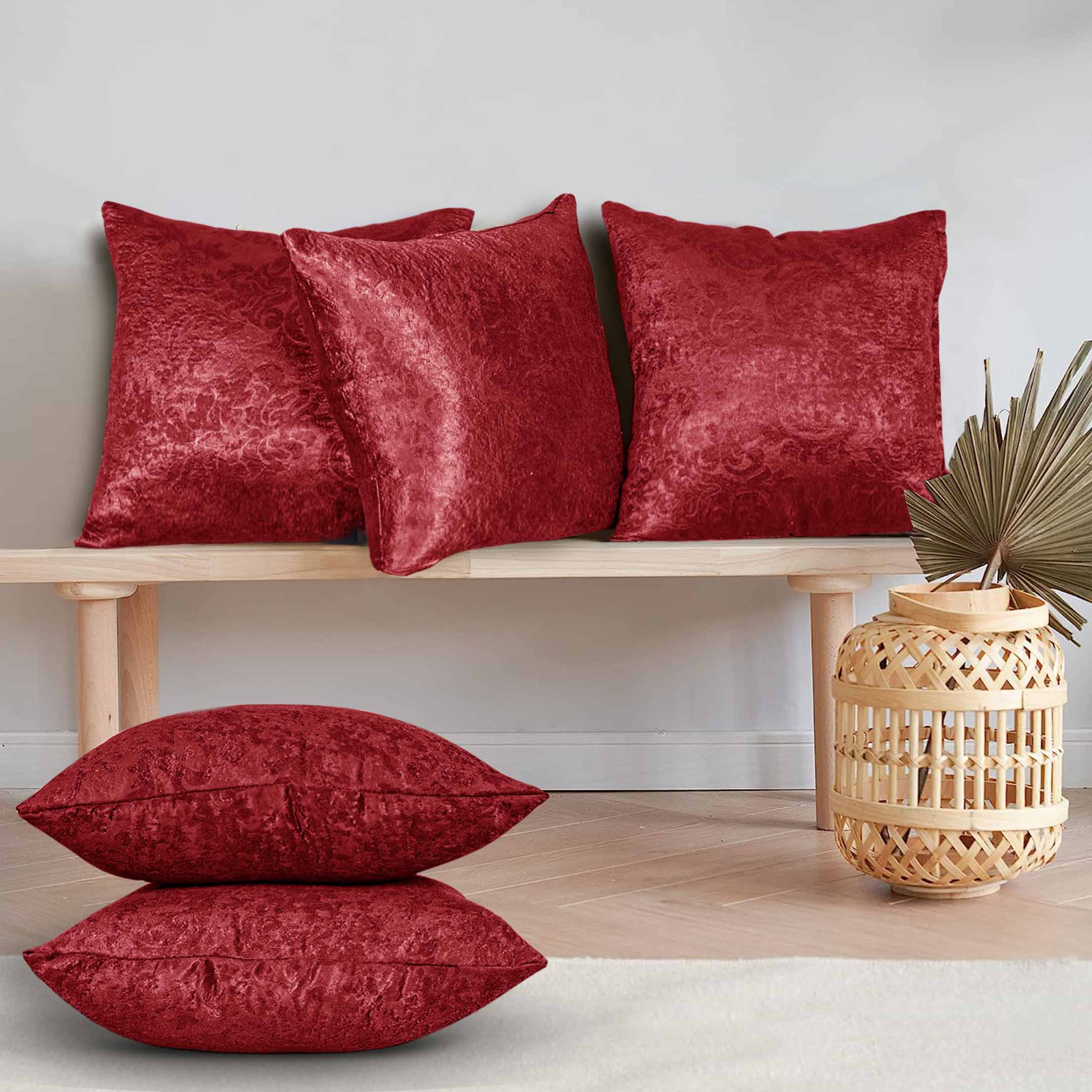 Weave Embossed Jacquard Cushion Cover Burgundy