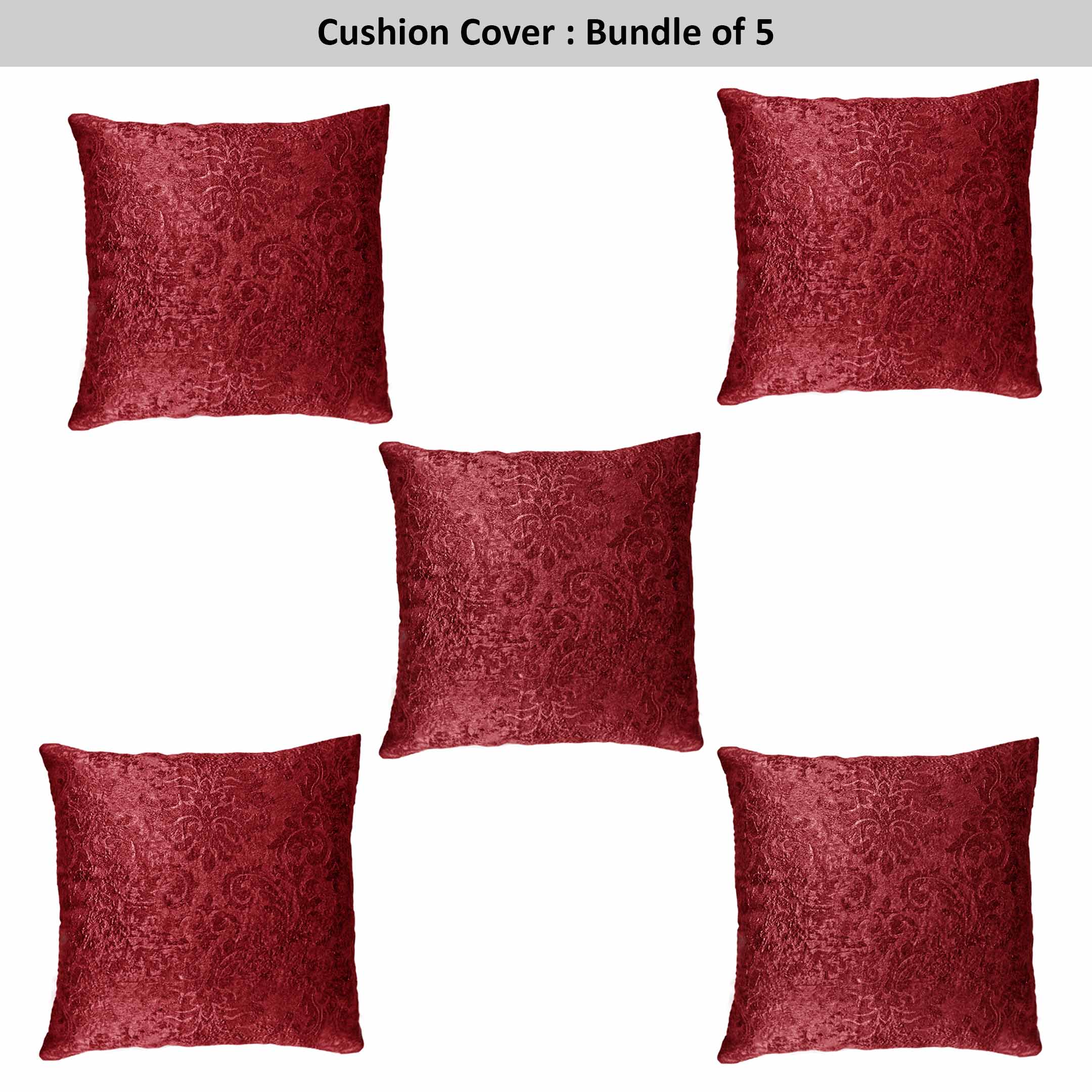 Weave Embossed Jacquard Cushion Cover Burgundy