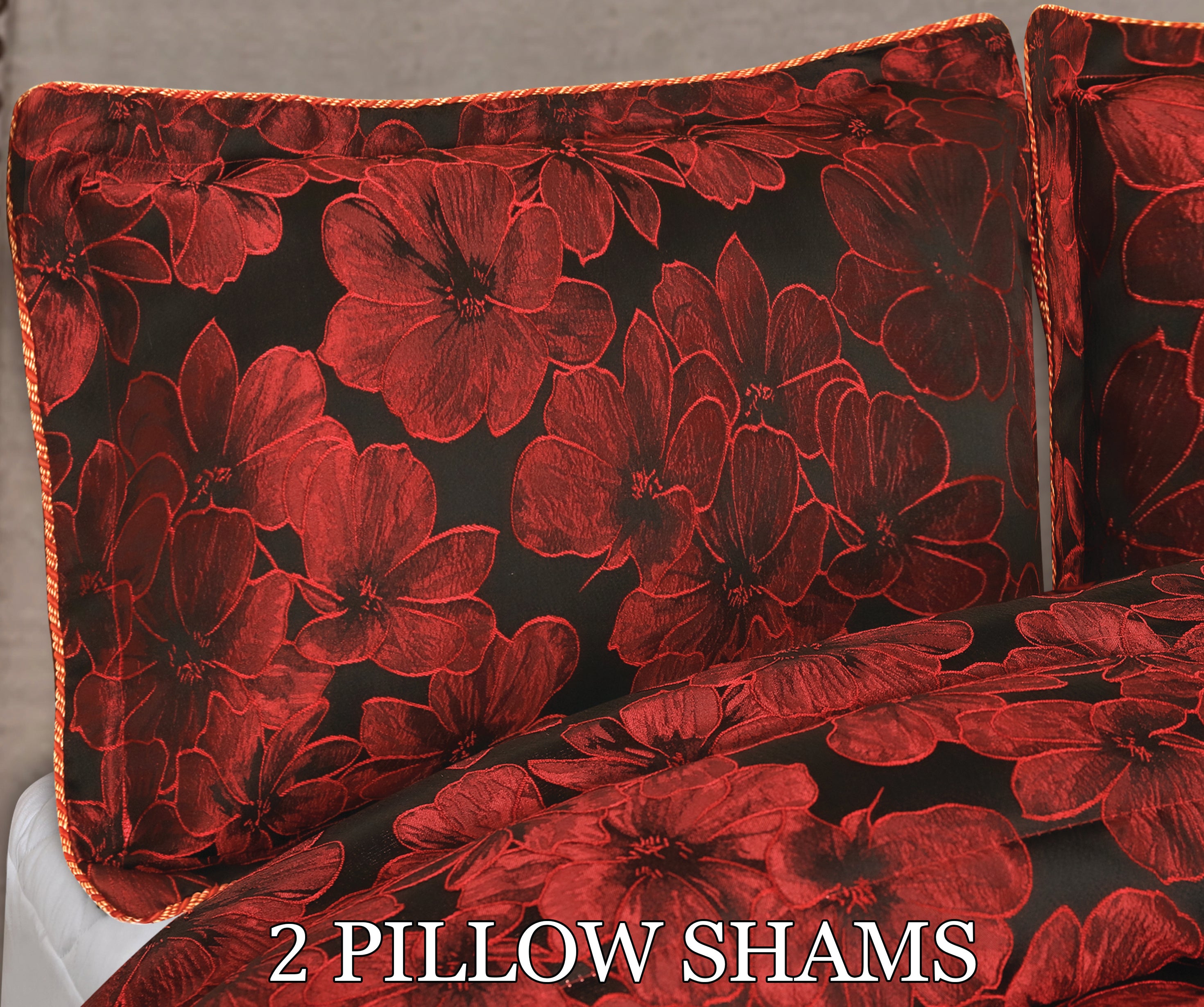 Zara Red Luxury Jacquard Comforter Set