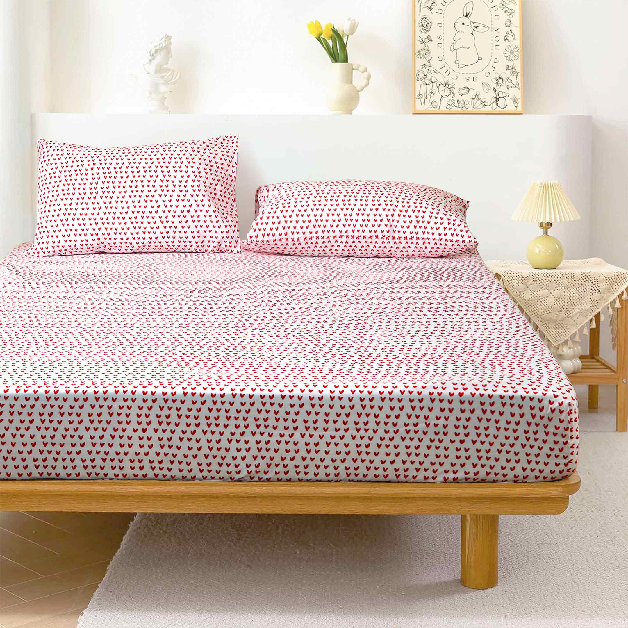 Red Hearts Fitted Sheet