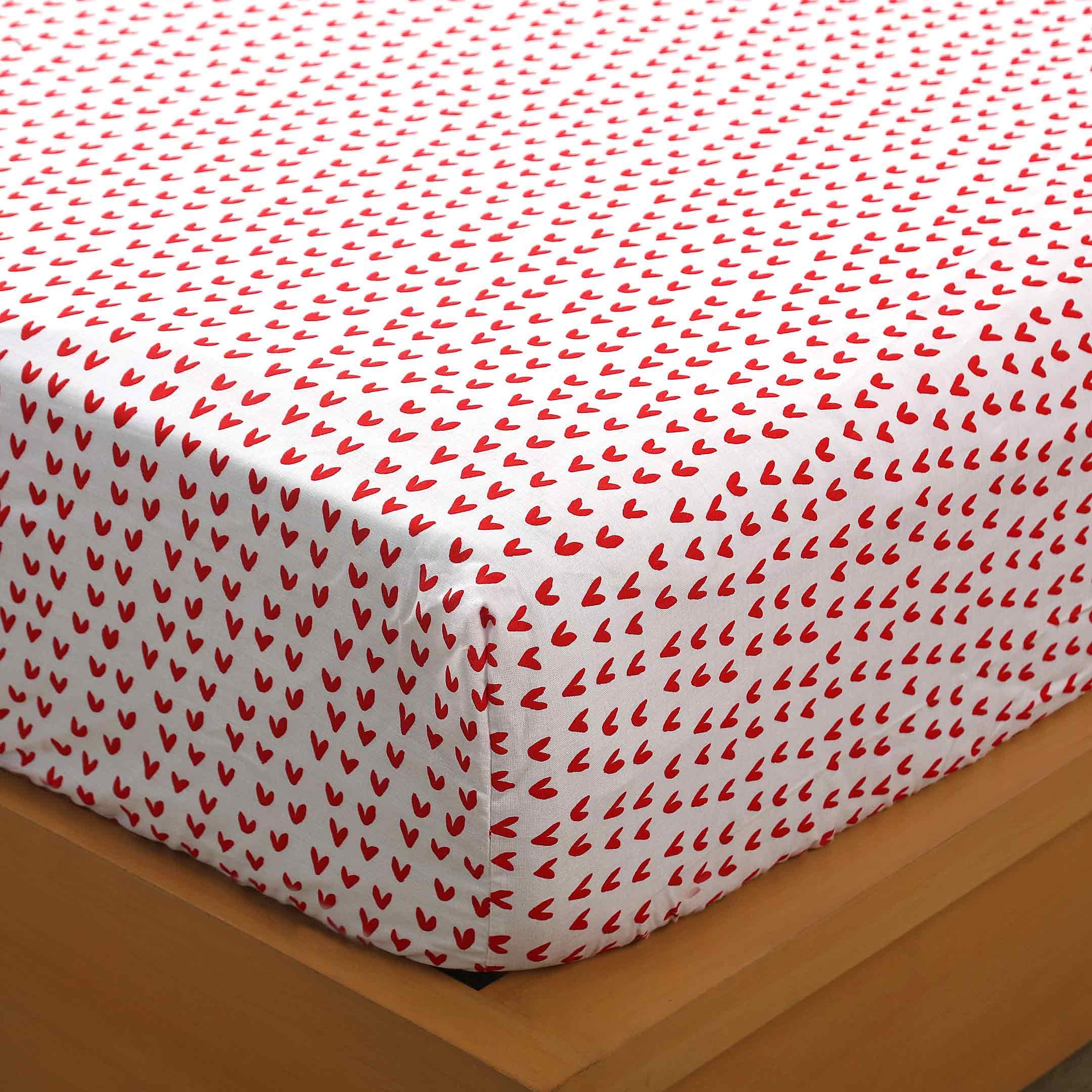 Red Hearts Fitted Sheet