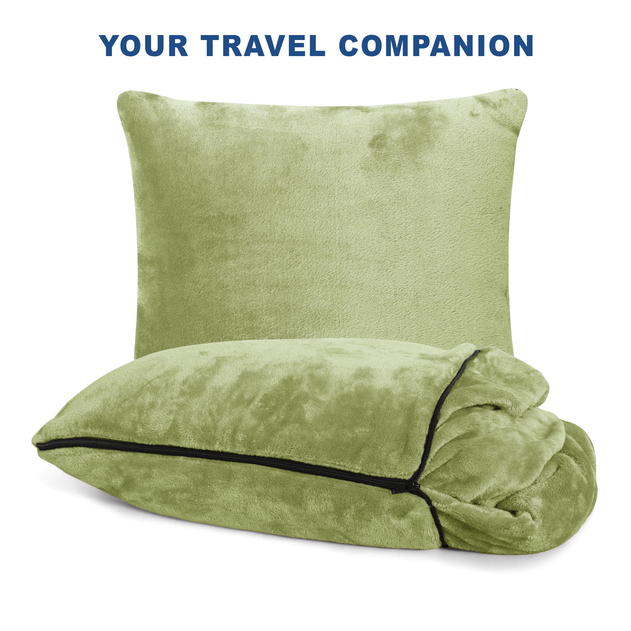 Portable Travel Blanket Pillow Sage Green