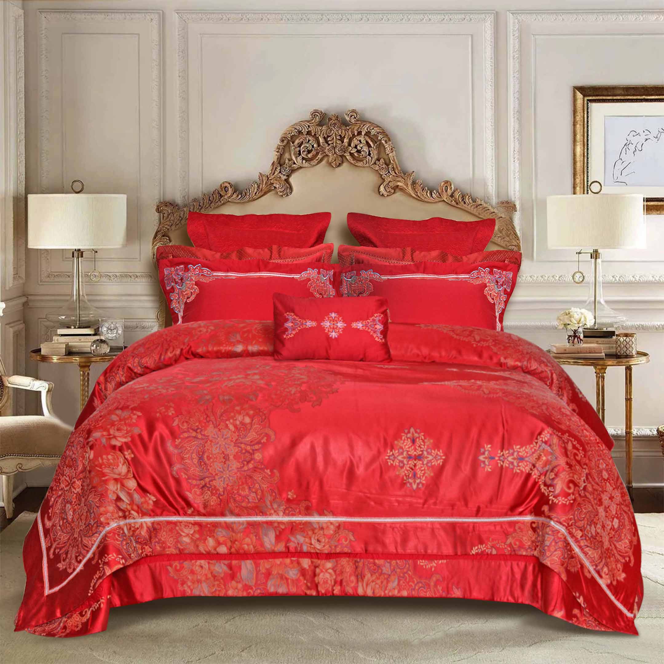 Sangria Cotton Jacquard Yarn Dyed Bedding Set- 10 Pcs