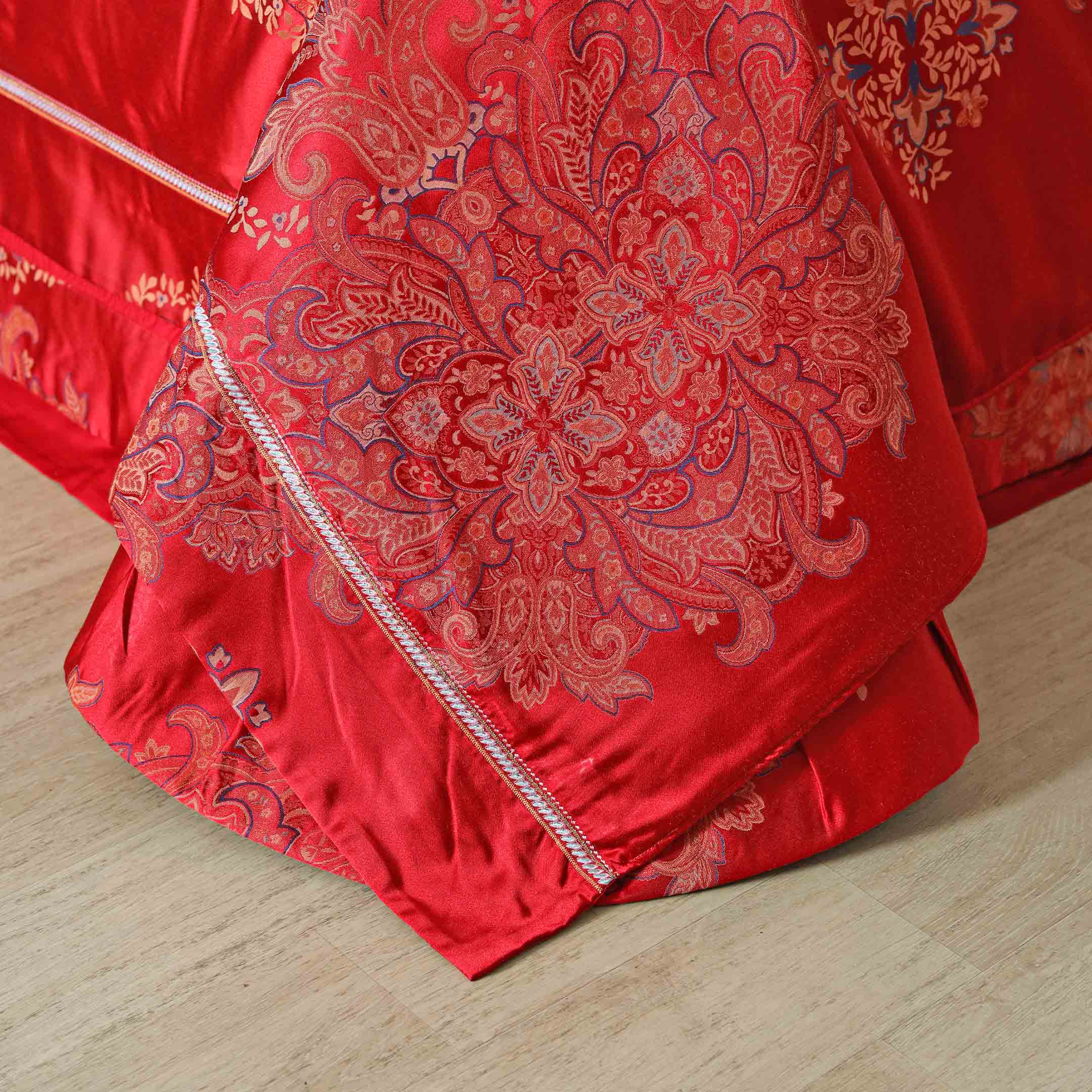 Sangria Cotton Jacquard Yarn Dyed Bedding Set- 10 Pcs