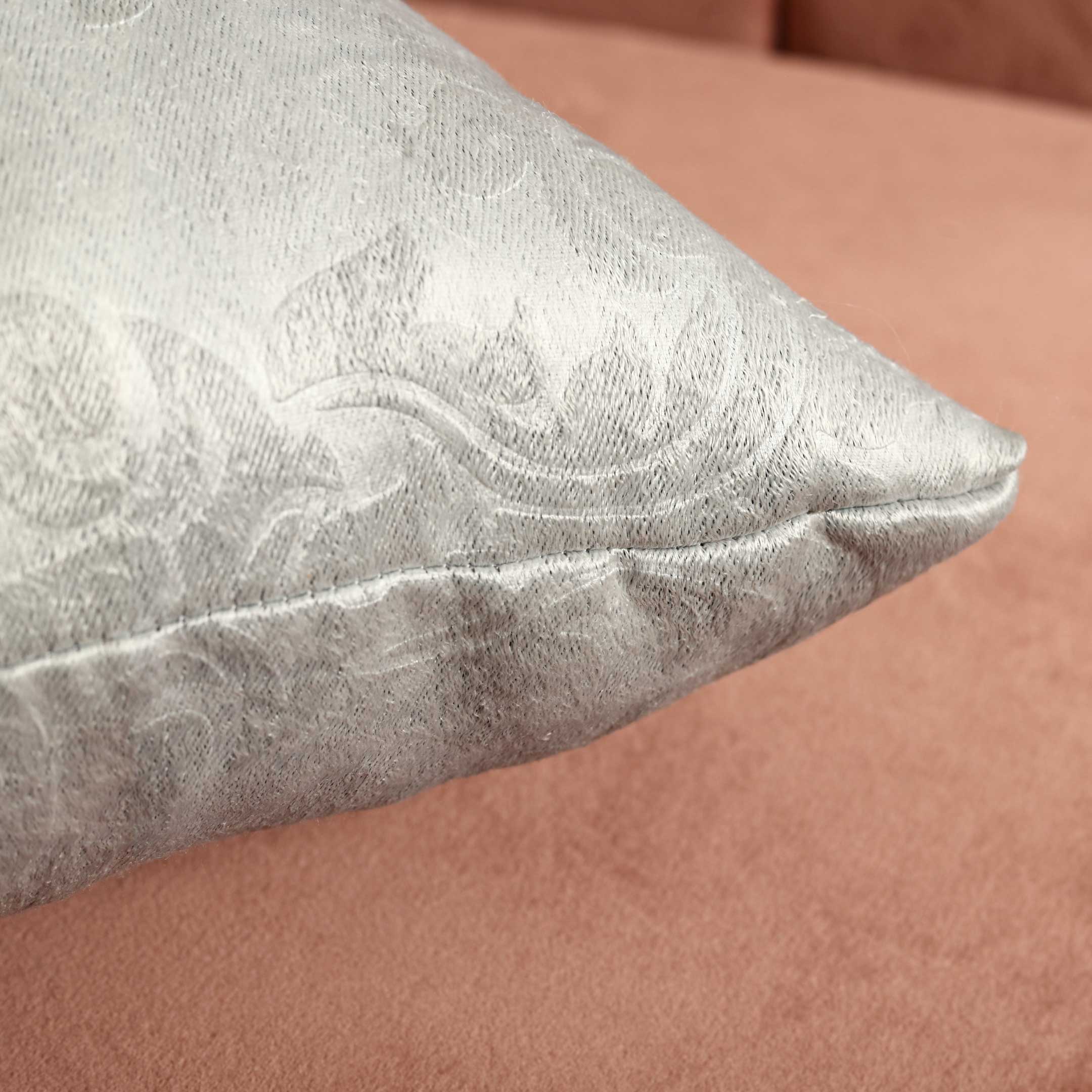 Weave Embossed Jacquard Cushion Cover Silver