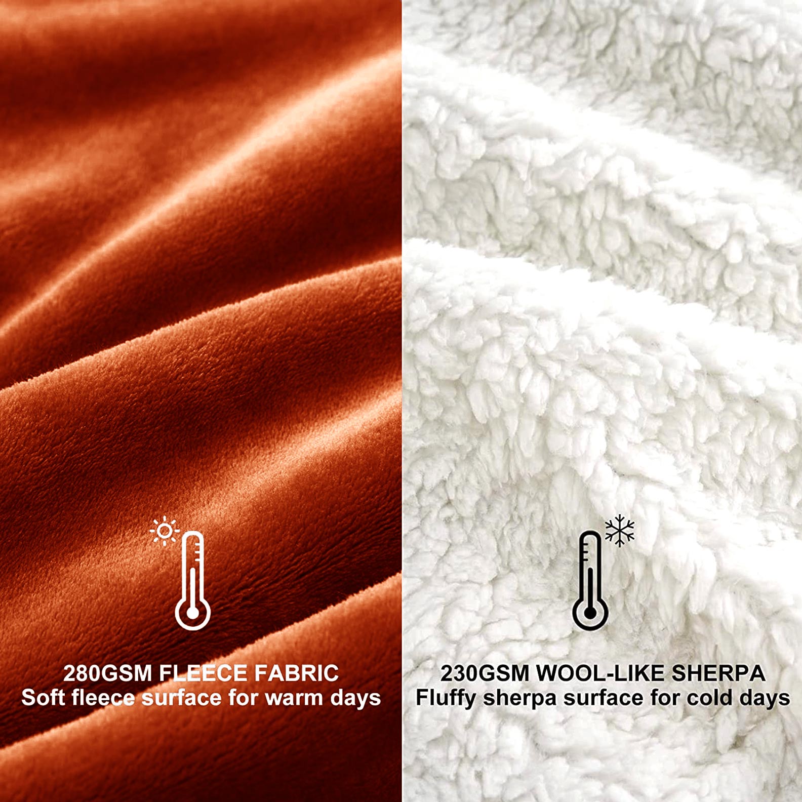 Ultra Soft Sherpa Throw Blanket - Rust