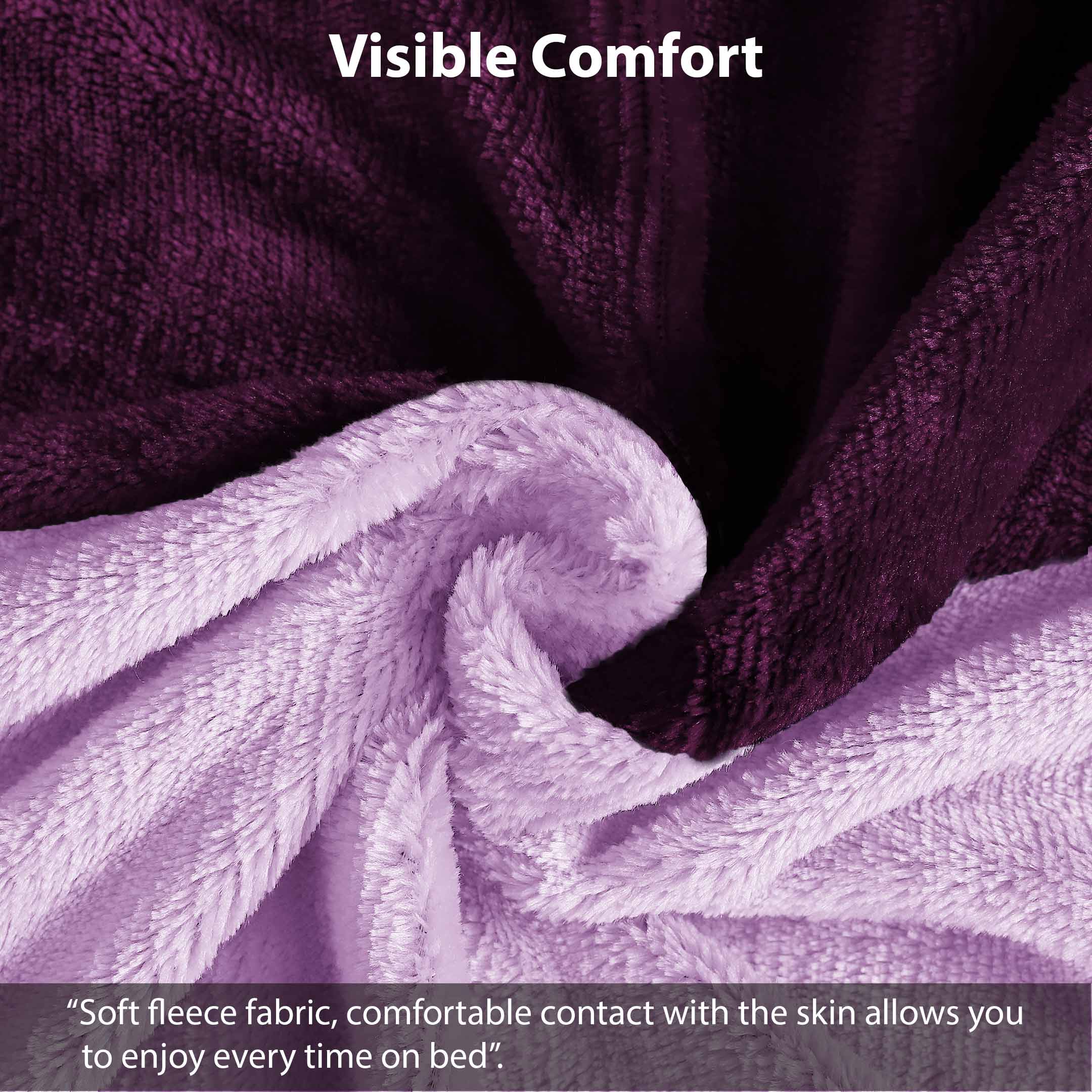 Vertical Duo Tone Fleece Fitted Sheet, Lilac-Plum