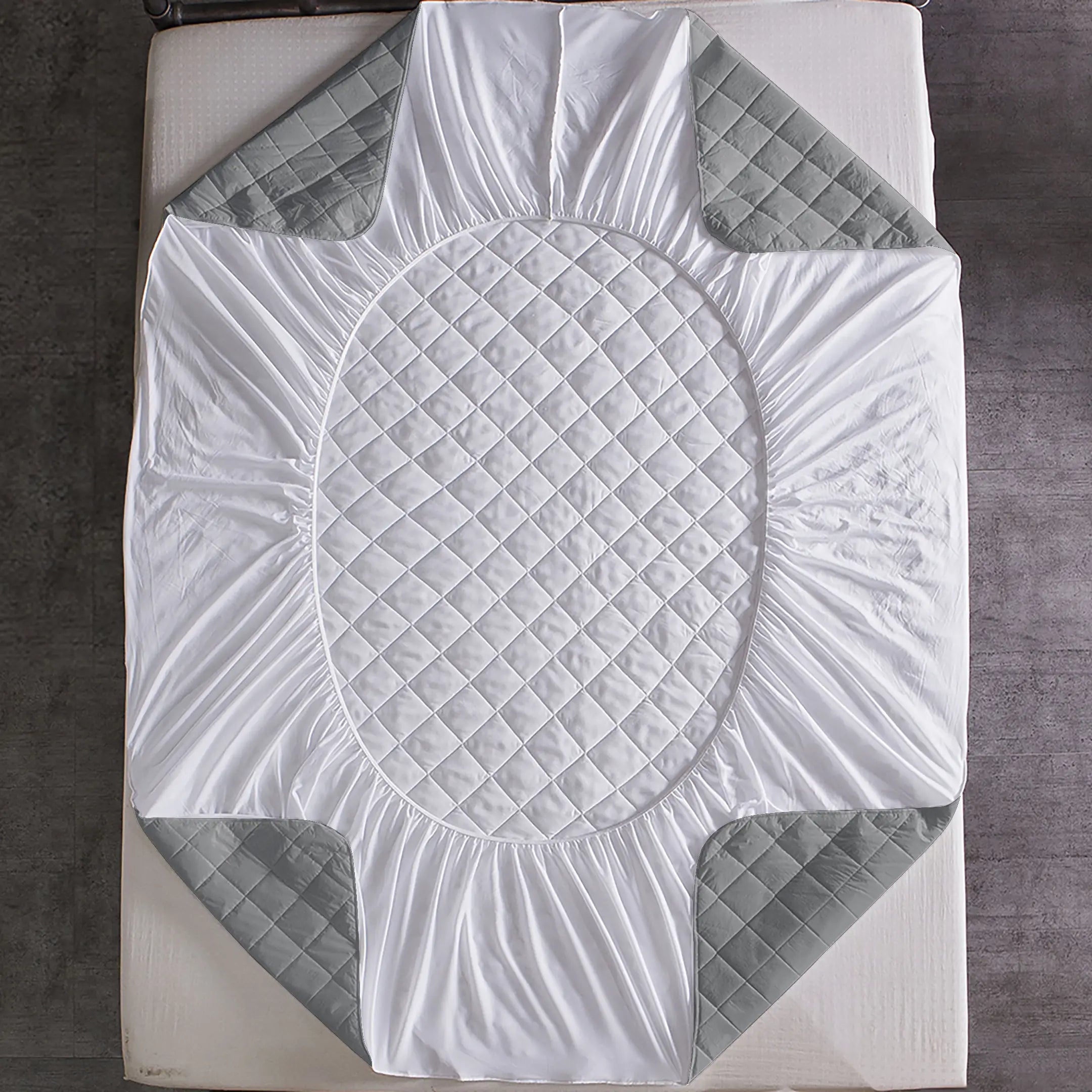 Waterproof Quilted Mattress Protectors Fitted Grey