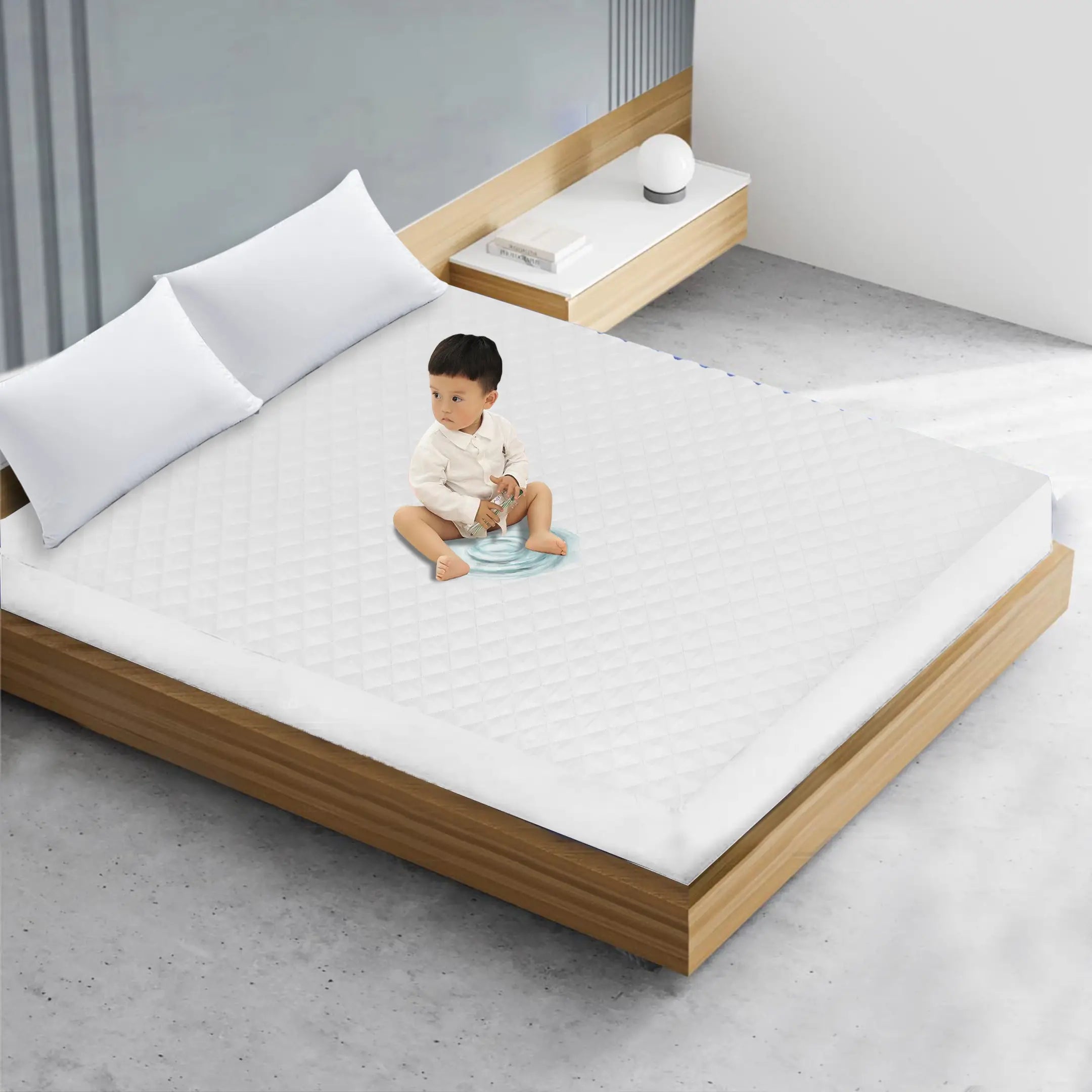 Waterproof Quilted Mattress Protectors Fitted White