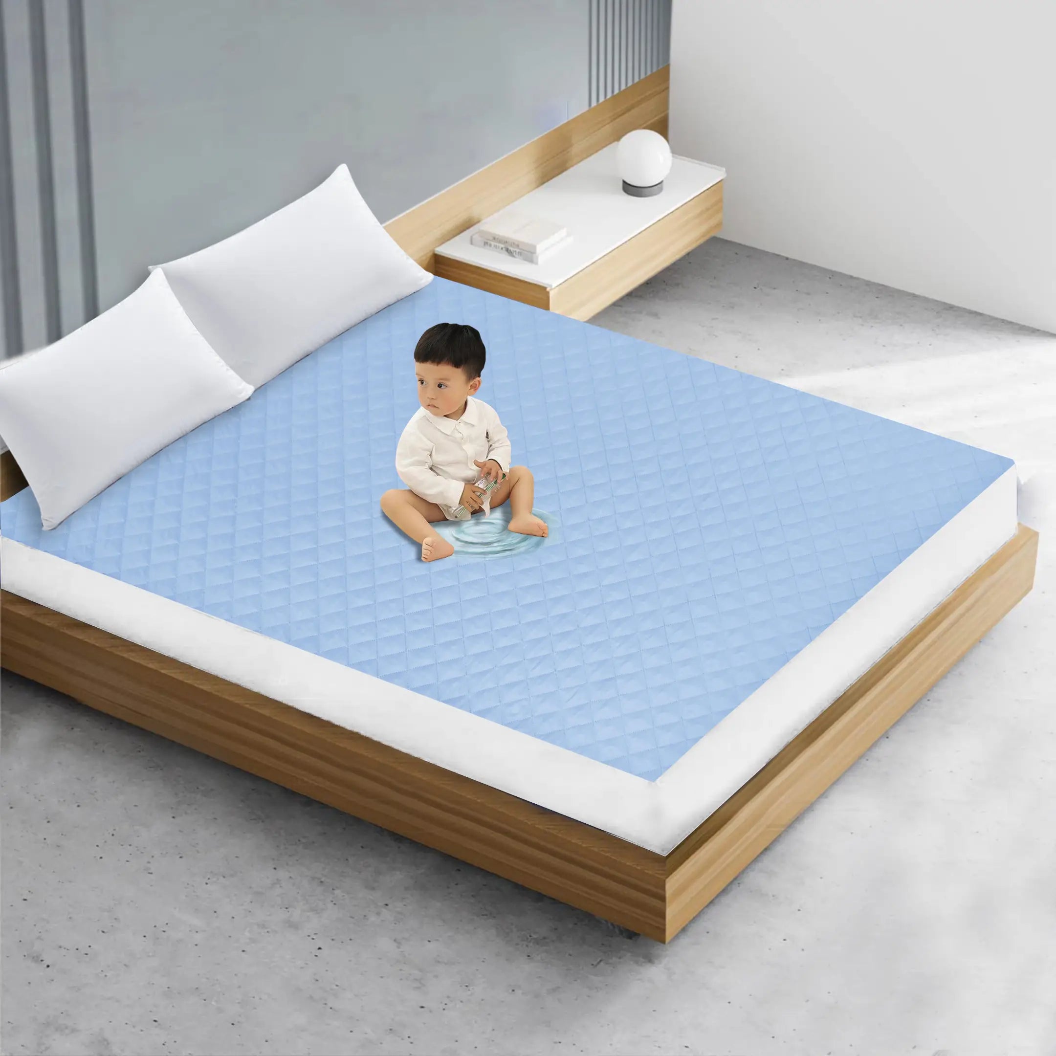 Waterproof Quilted Mattress Protectors Fitted Sky