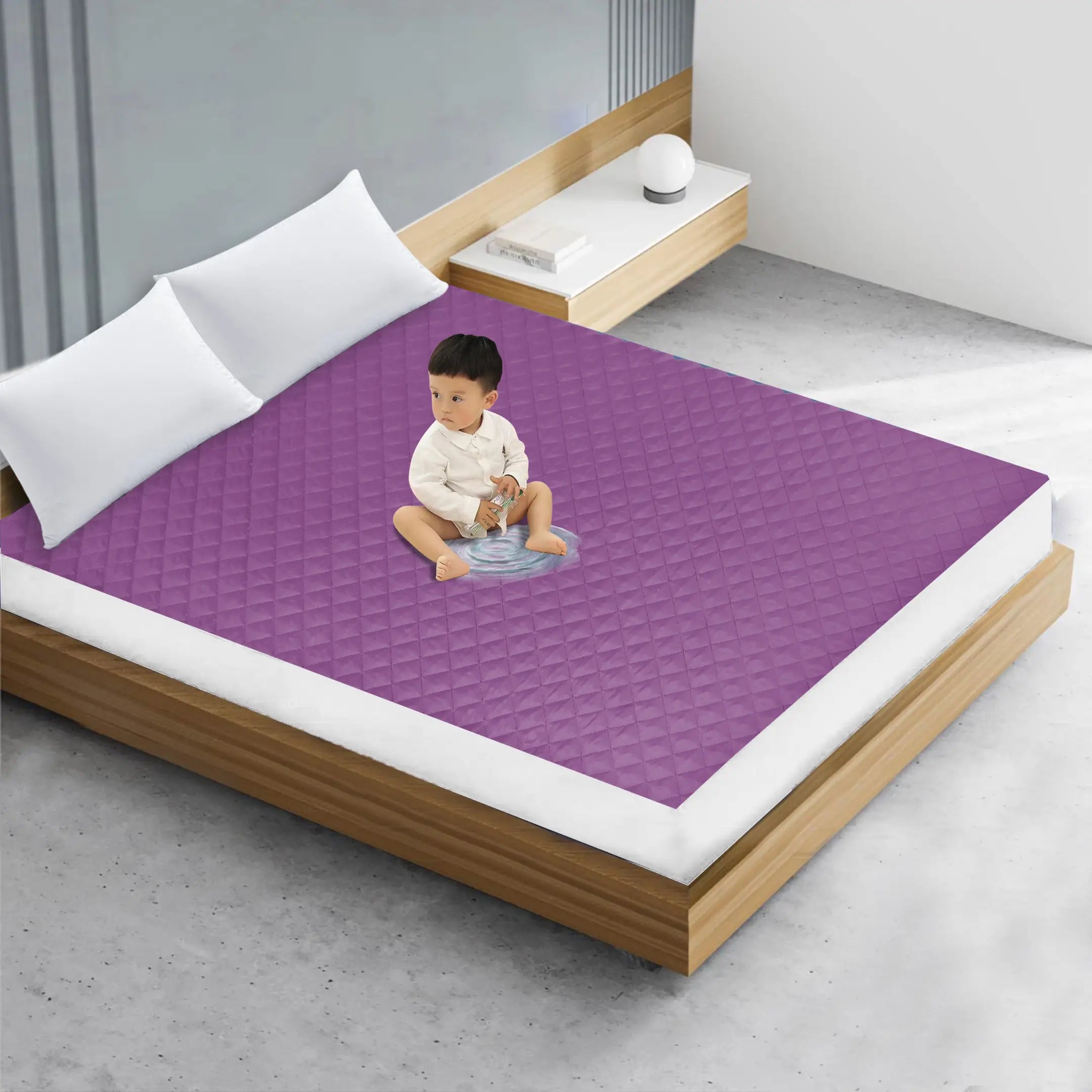 Waterproof Quilted Mattress Protectors Fitted Lilac