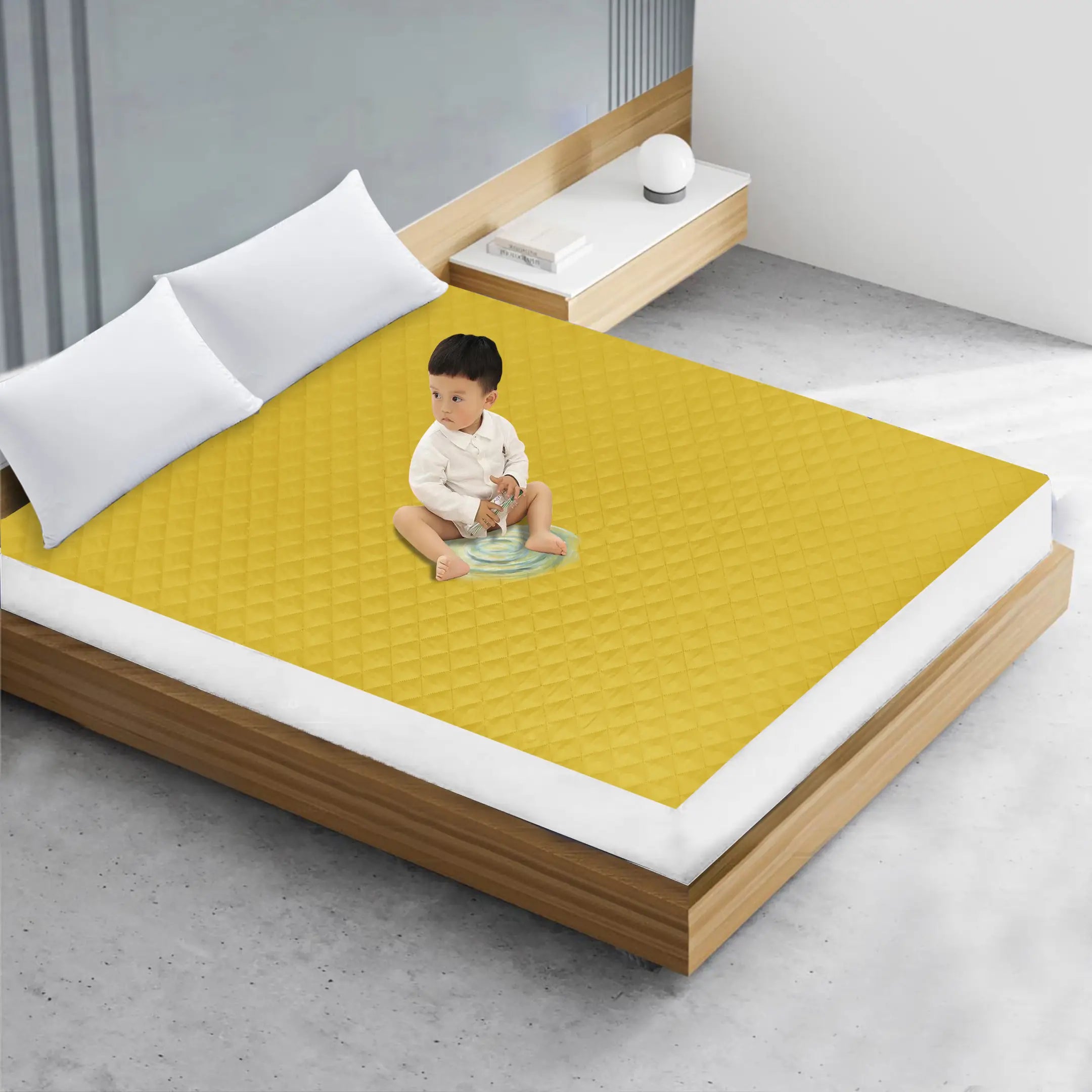 Waterproof Quilted Mattress Protectors Fitted Mustard