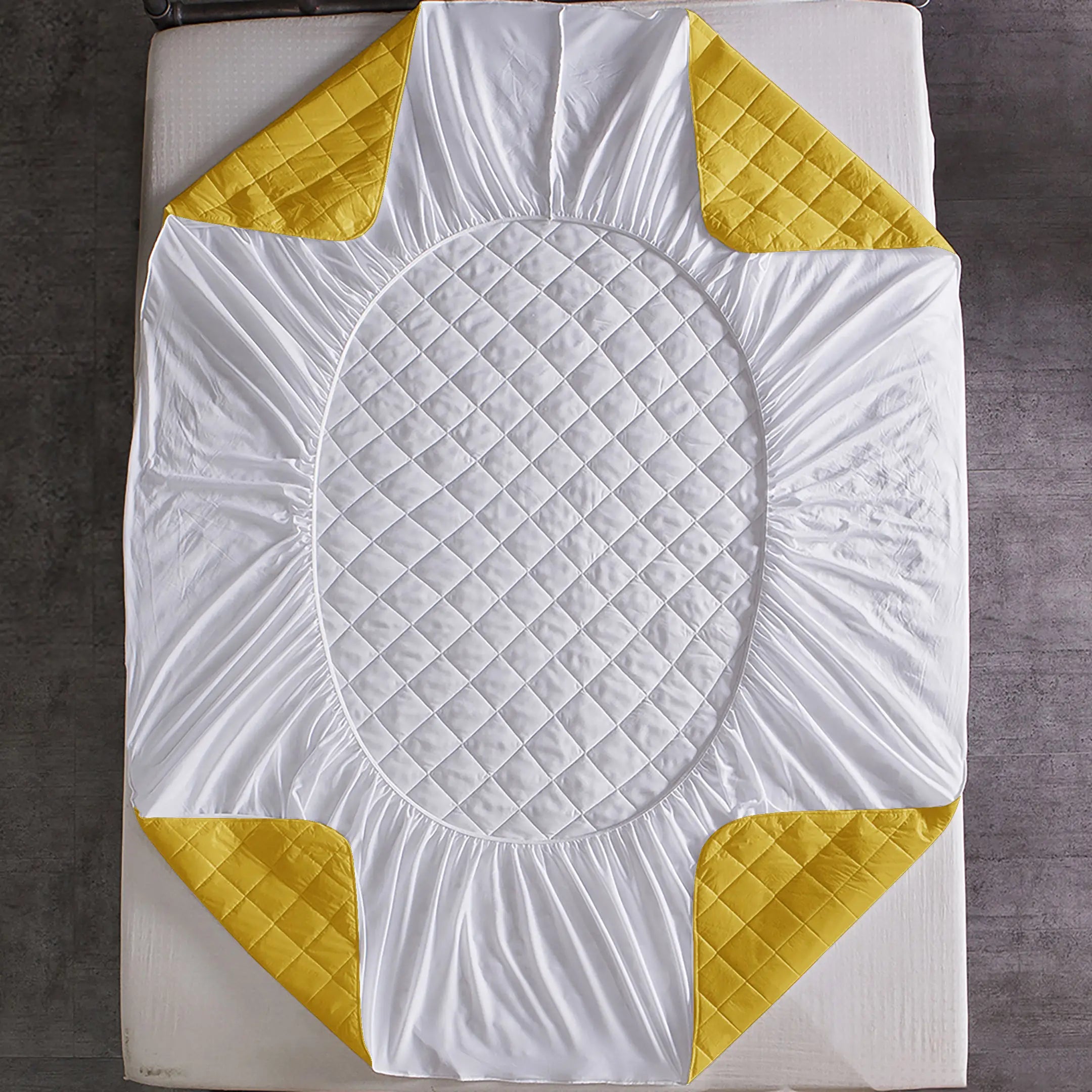 Waterproof Quilted Mattress Protectors Fitted Mustard