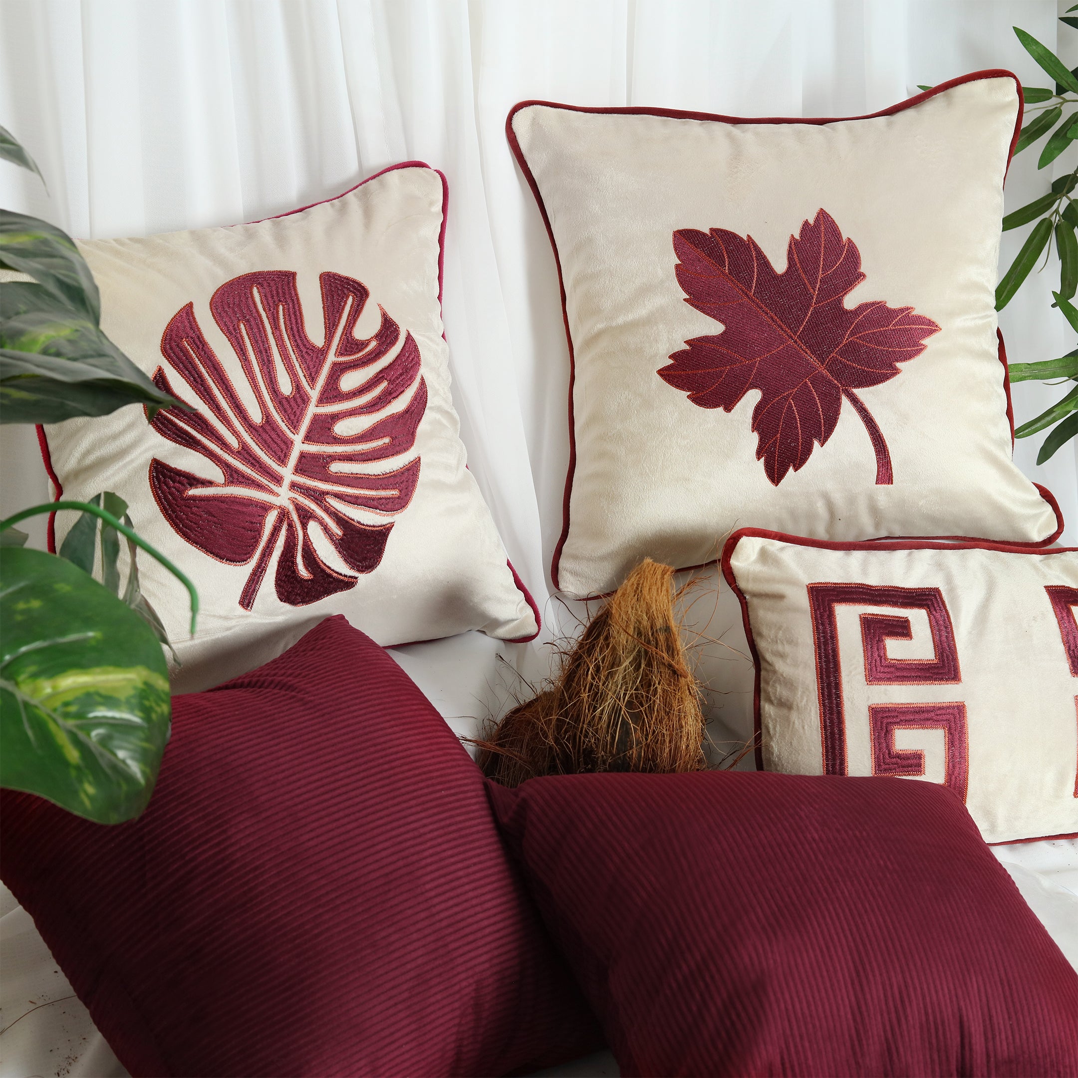 Coconut Grove – Embroidered Cushion Cover Set