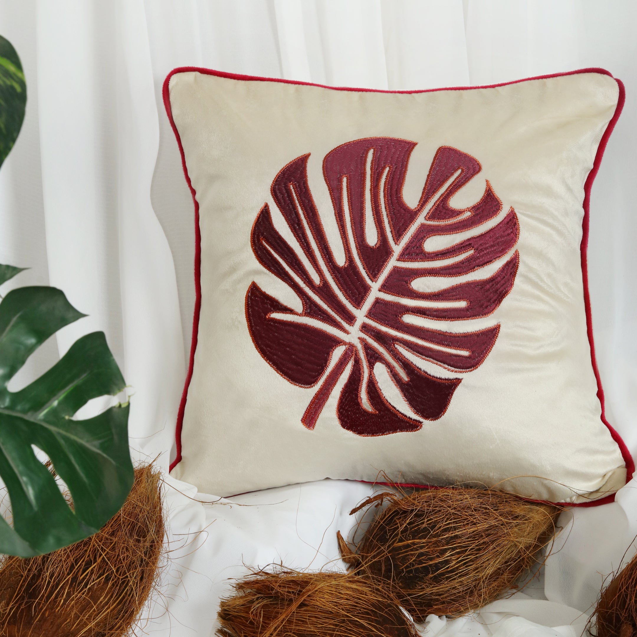 Coconut Grove – Embroidered Cushion Cover Set