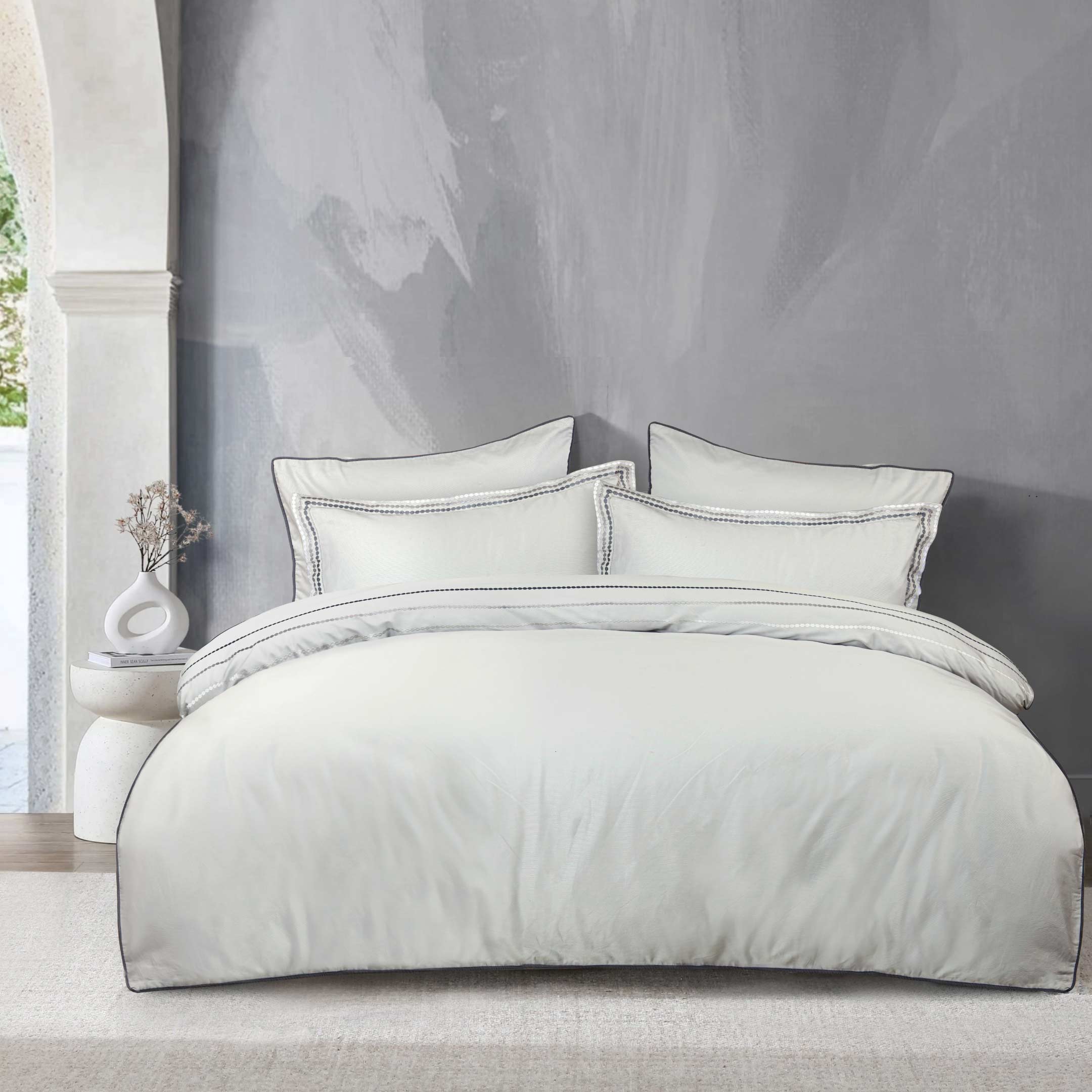 Mist Horizon Embroidered Duvet Cover Set