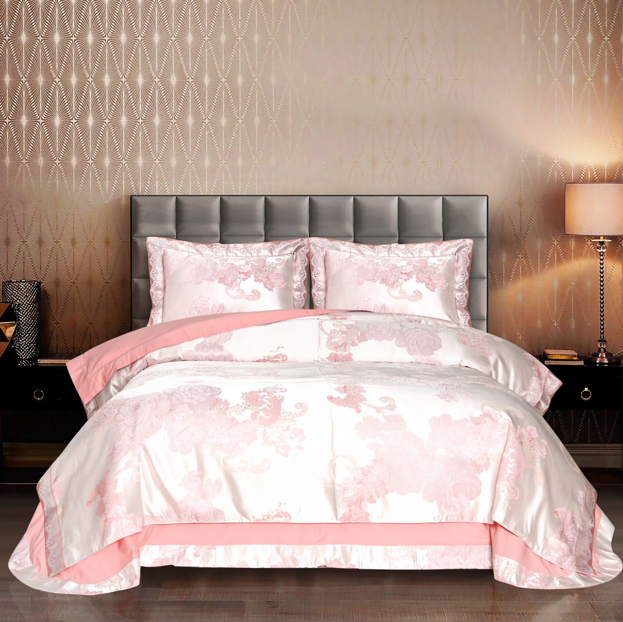 4 Pcs Fancy Pure Cotton Dumba Jacquard Duvet-Set High Quality