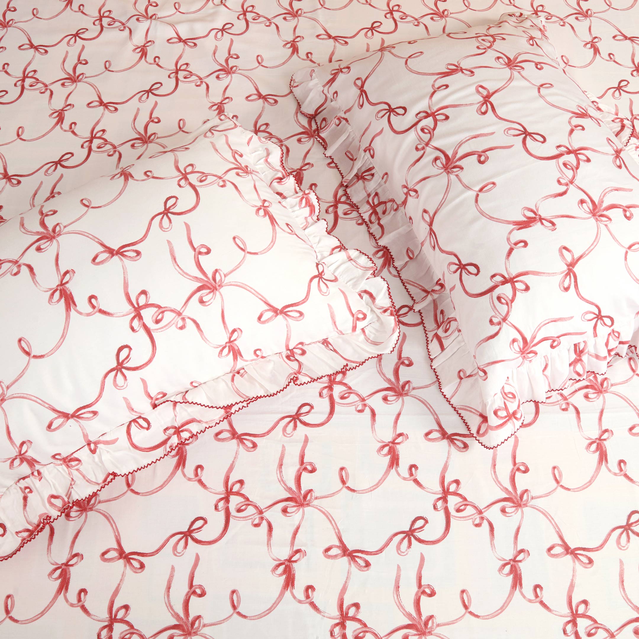Bows Printed Ruffled Pillow Covers