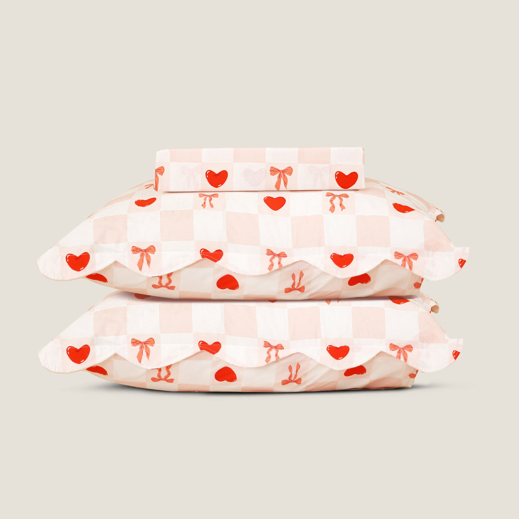 Heart & Bows Printed Bedsheet Set