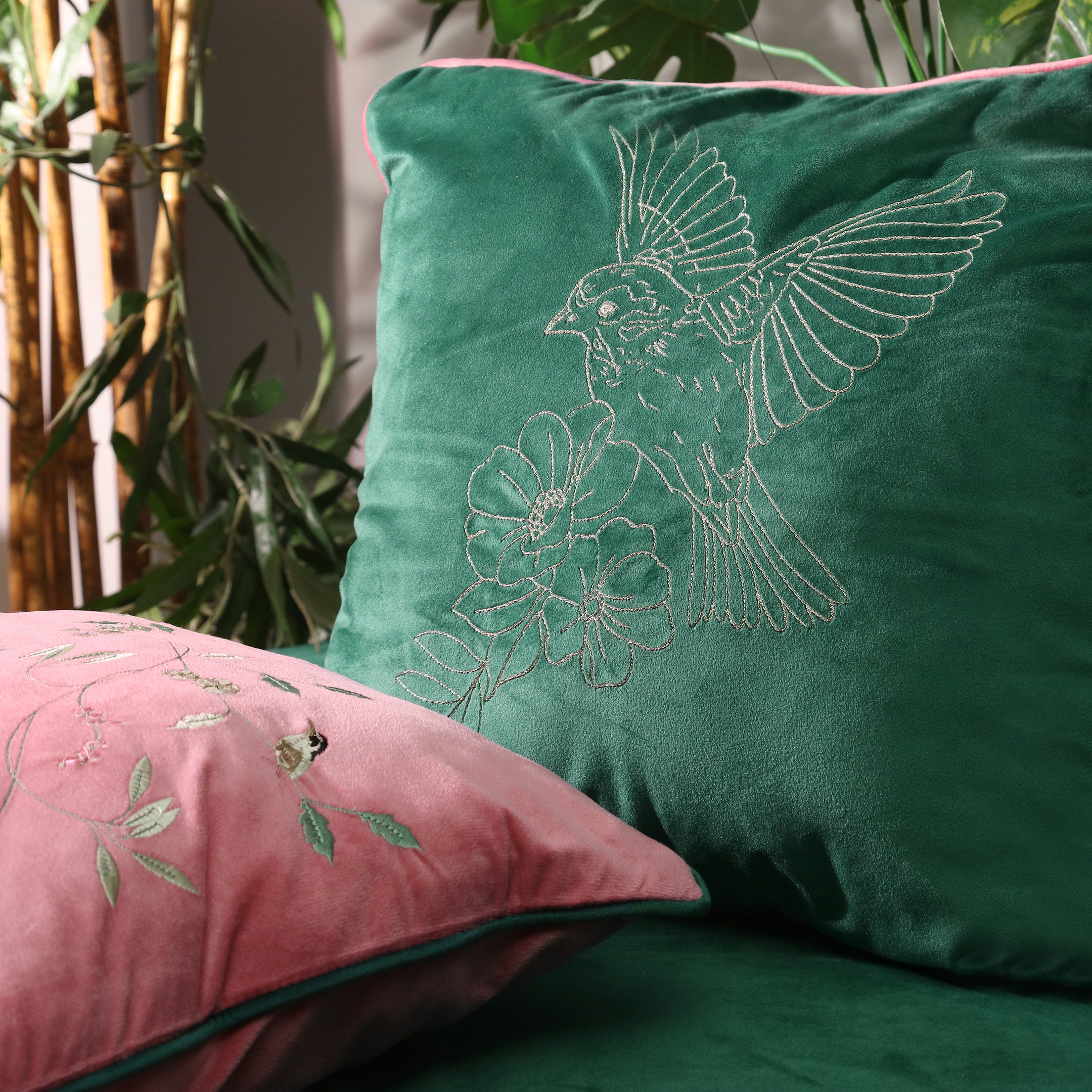 Birds of Paradise – Embroidered Cushion Cover Set