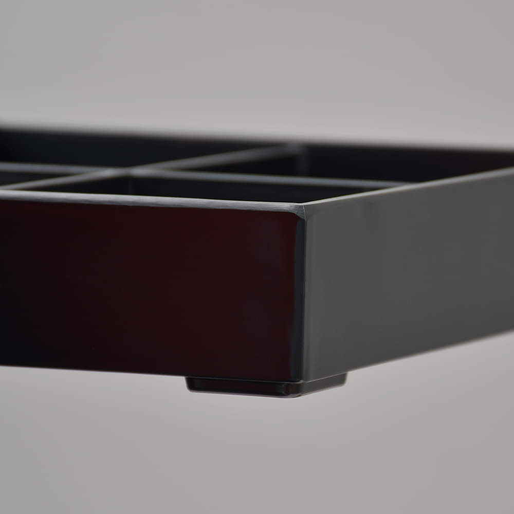 Black Tetra-Section Melamine Serving Plate