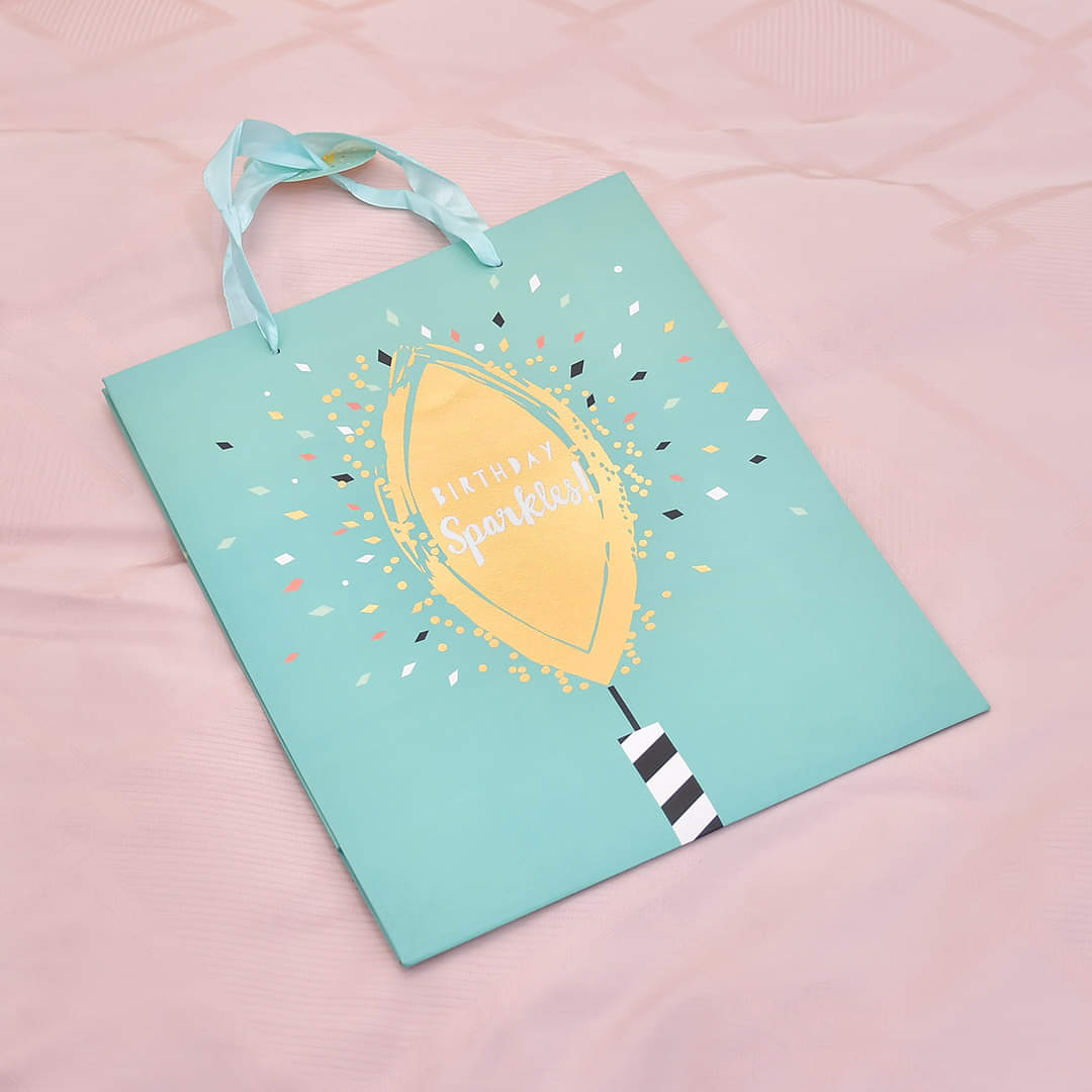 Burning Candle Design Blue Gift Bag