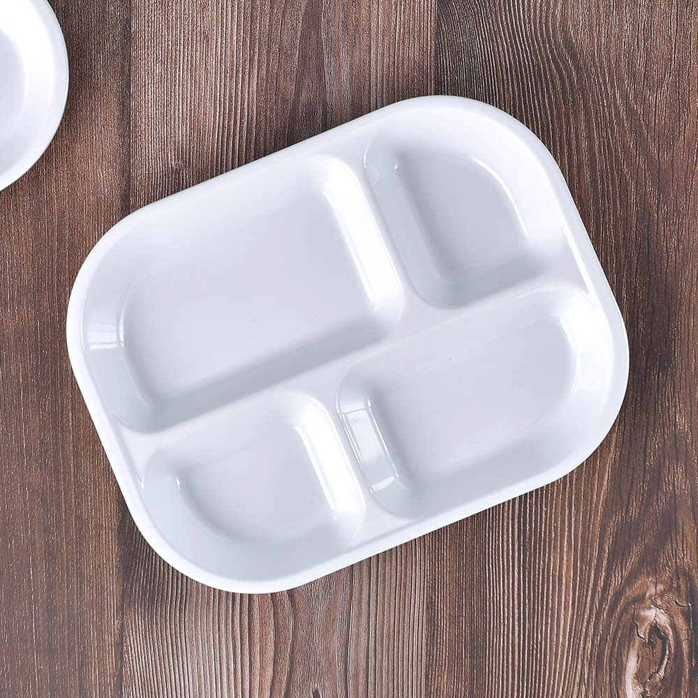 White Multi-Section Melamine Serving Plate