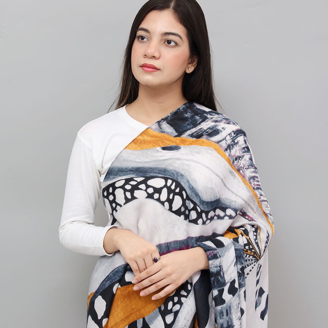 Classic Space Stone Design Cashmere Scarf