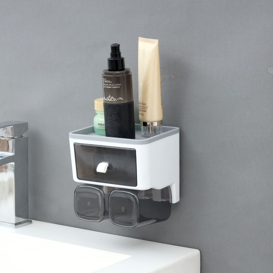 Black n White Plasticware Toothbrush Caddy & Organizer