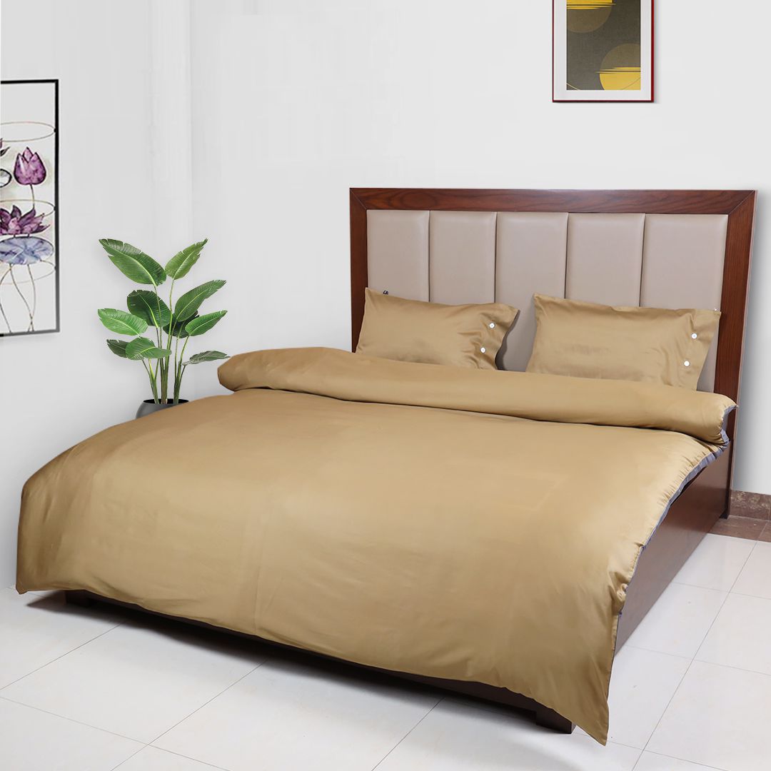 4-Pcs Swanky Cotton Satin Reversible Bedding Set