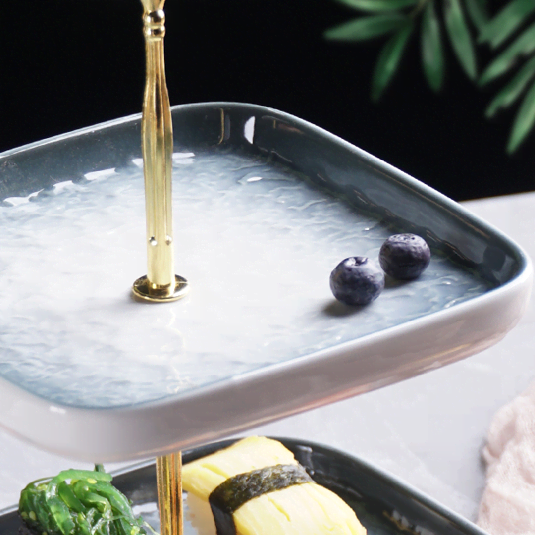 2 Tier European Style Ceramic Tray